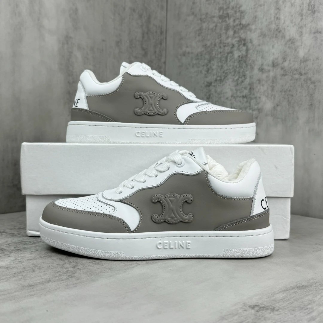 Low Top Leather Runner Sneakers White Taupe - Gallery Image 9 - Detailed View