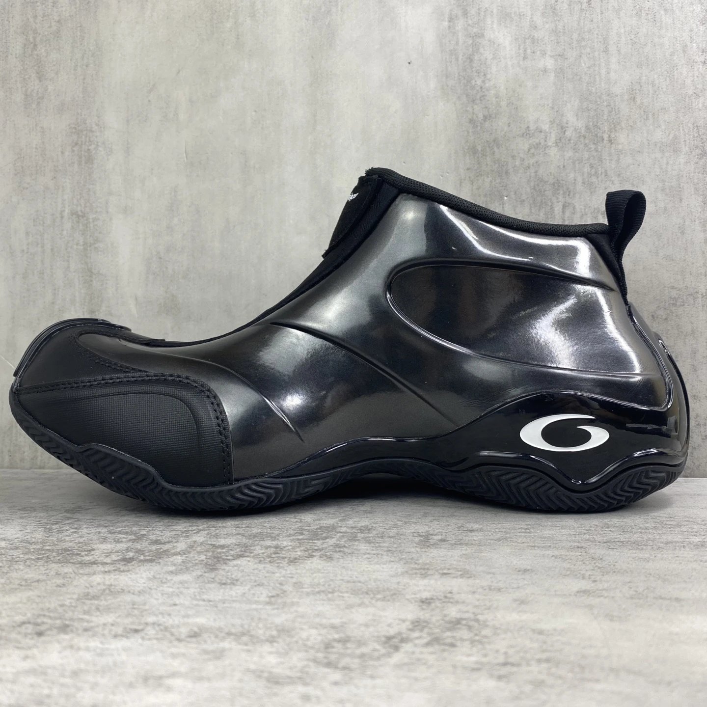 Retro Basketball Zip Sneakers Glossy Jet Black - Gallery Image 7 - Detailed View