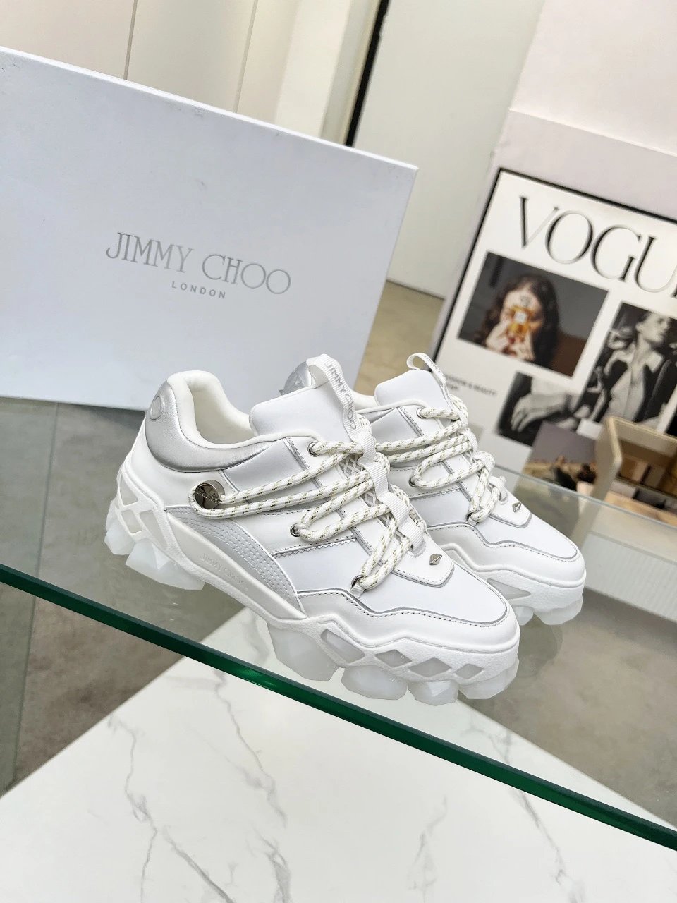 Jimmy Choo Diamond X II M Sneakers White Silver - High Quality Product Image - Cnfans
