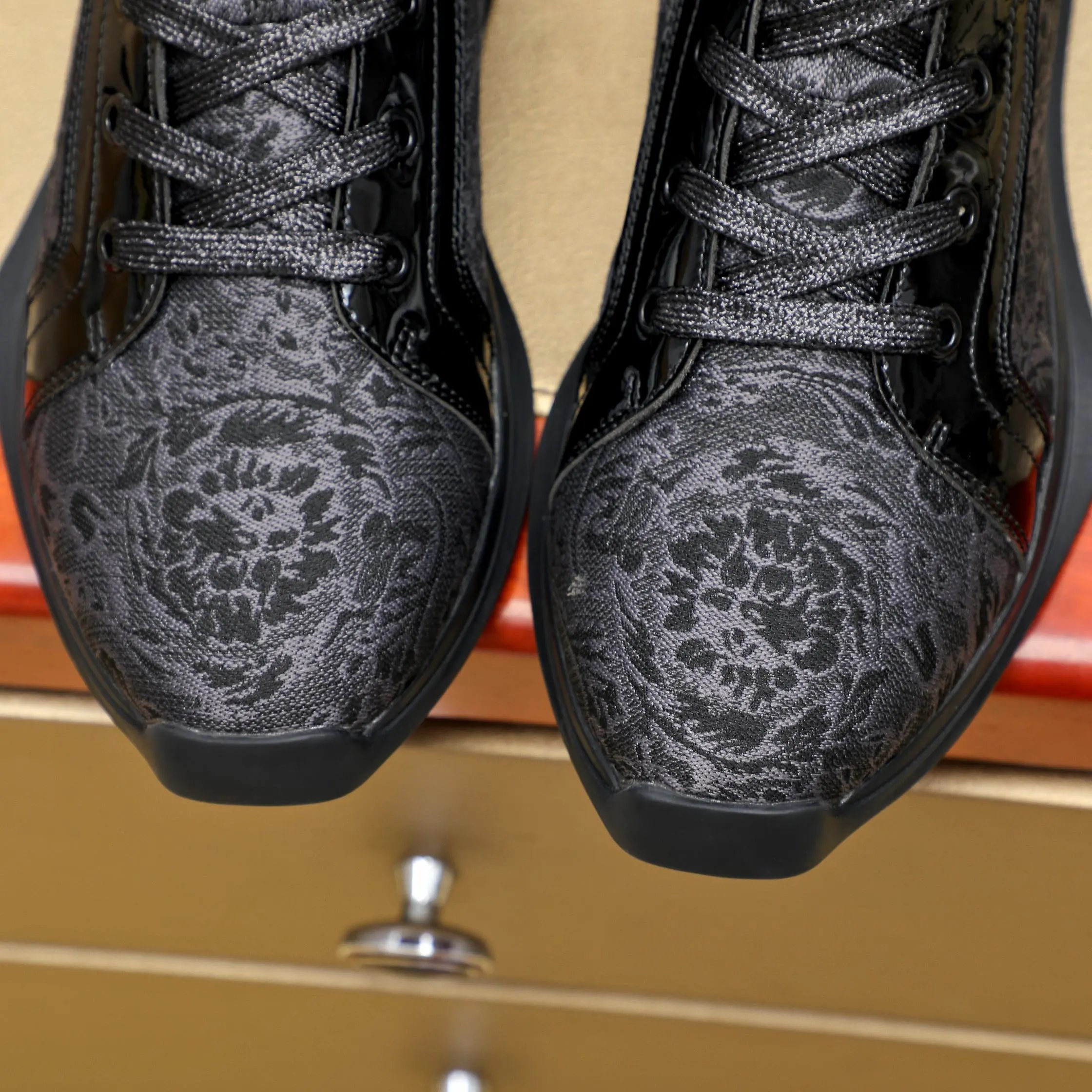 Luxury Lambskin High Top Sneakers Onyx Black - Gallery Image 6 - Detailed View