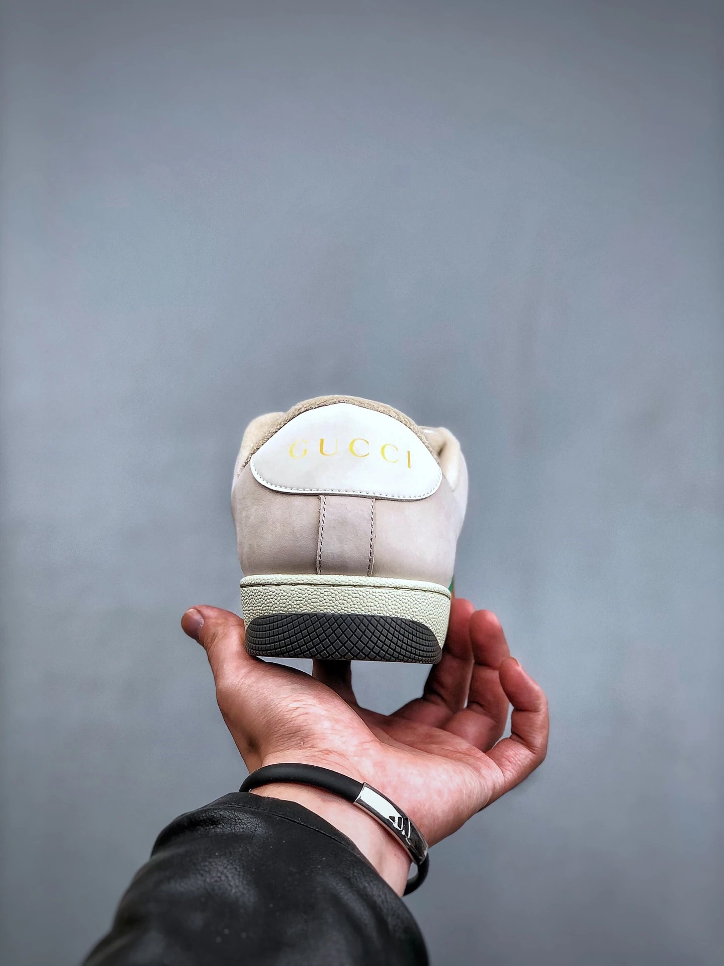 Gucci Distressed Screener Beige Sneakers Green Red - Gallery Image 7 - Detailed View