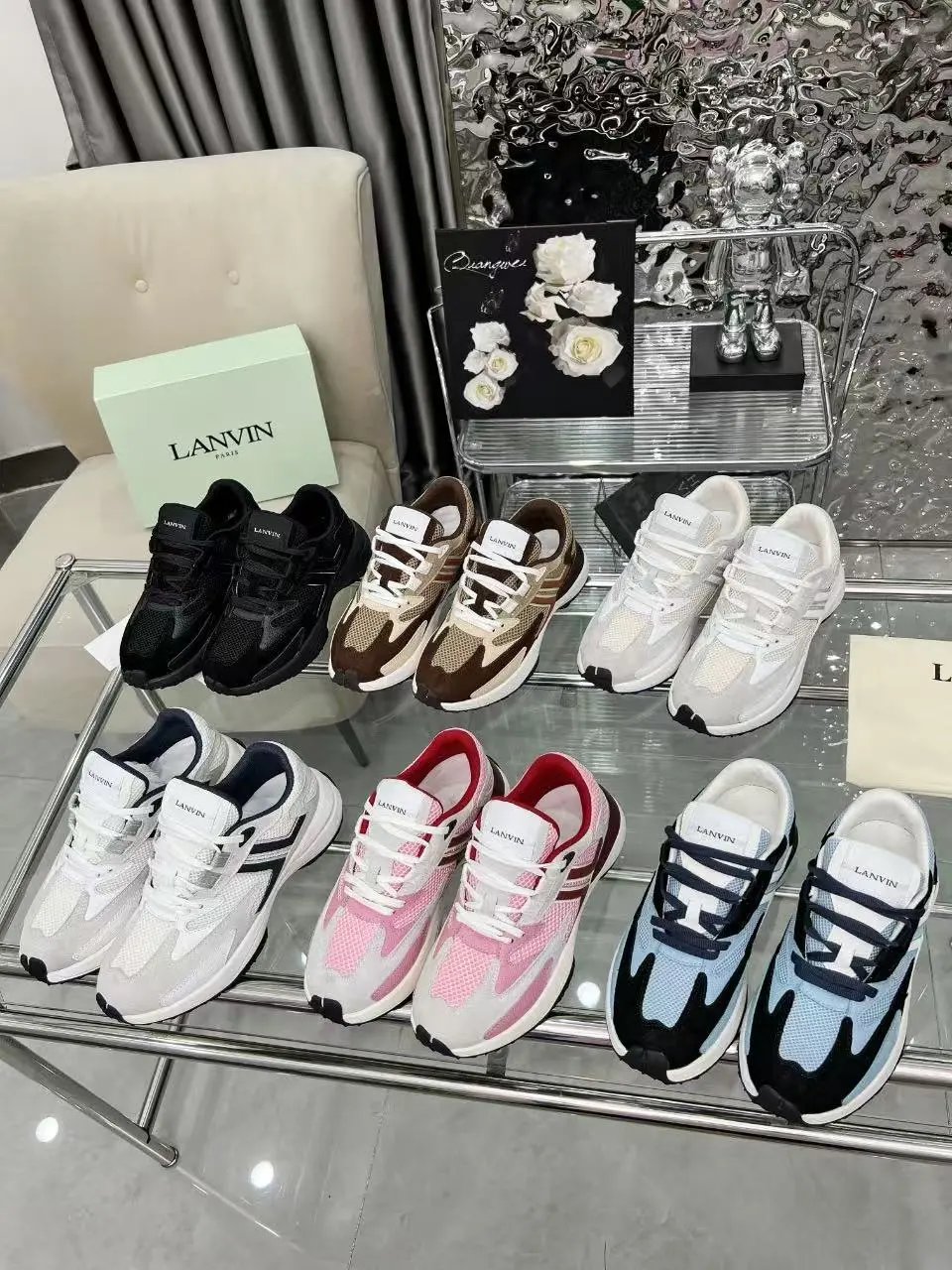 Lanvin Clay Sneakers Blue Black - Gallery Image 2 - Detailed View