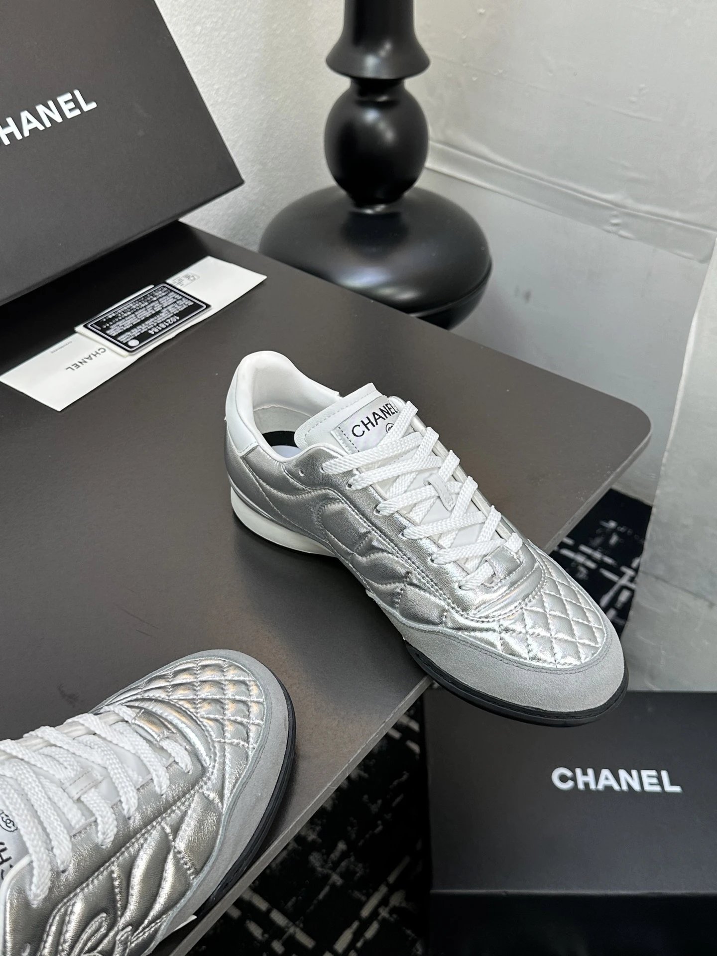 Chanel Quilted Sneakers Silver - Gallery Image 5 - Detailed View