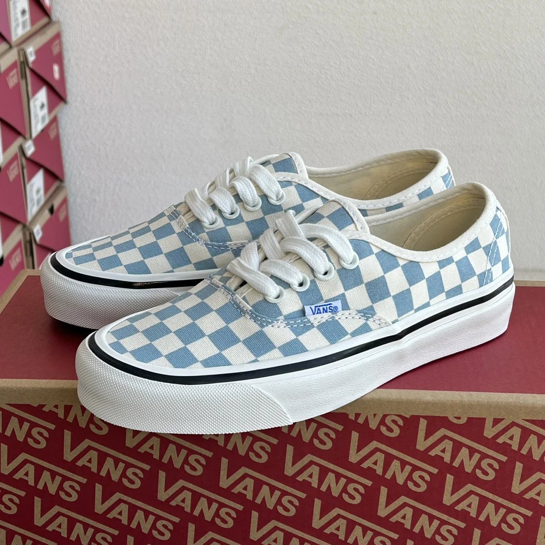 Checkerboard Canvas Low Top Skate Shoes Milk Blue - Gallery Image 1 - Detailed View