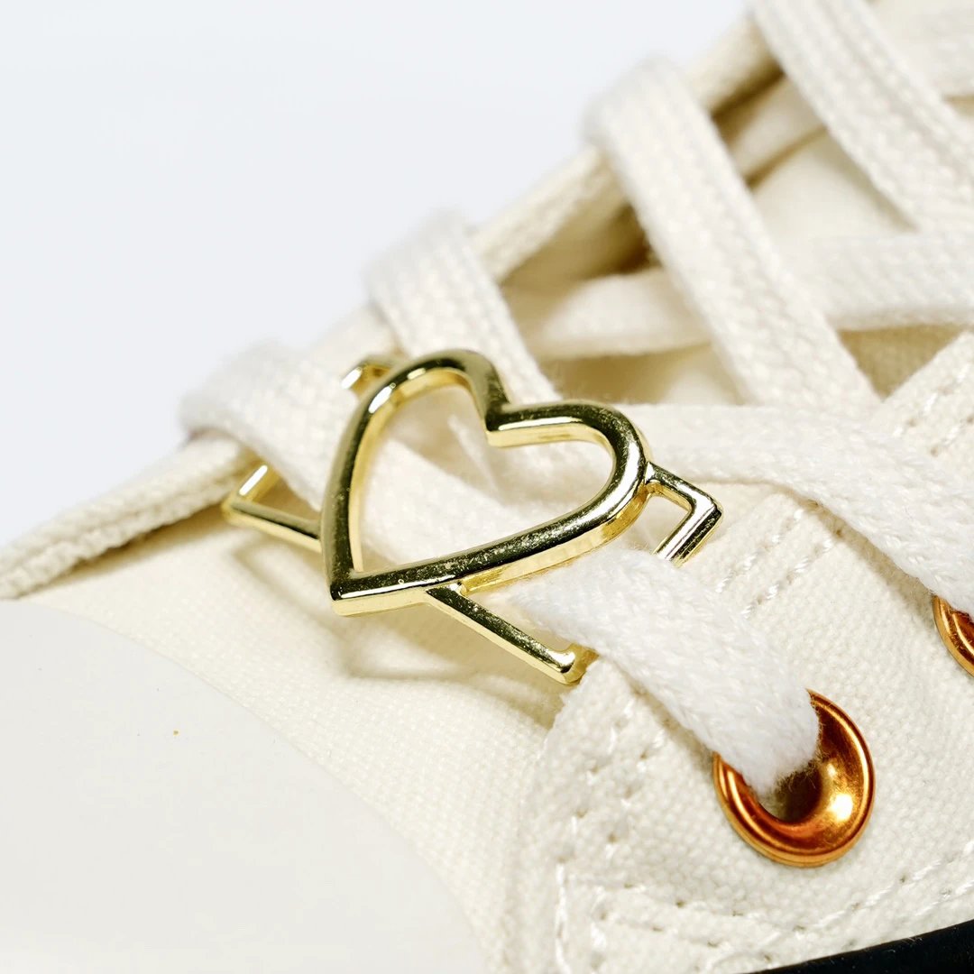 Valentine Canvas High Top Sneakers Ivory Gold - Gallery Image 6 - Detailed View