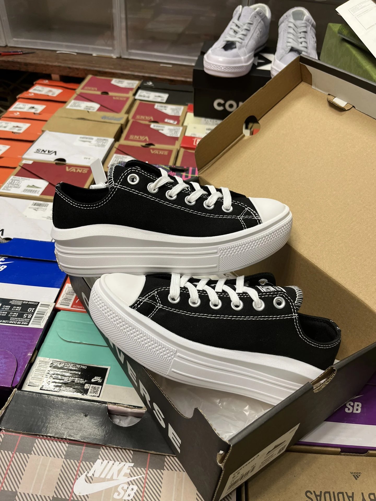 Platform Canvas Low Top Sneakers Ebony Black - Gallery Image 2 - Detailed View