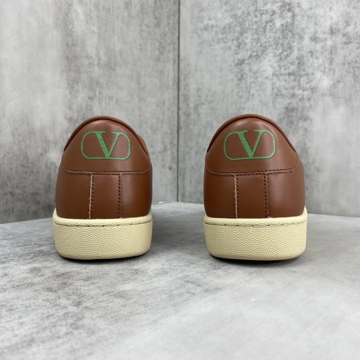 Low Top Leather Sneakers Caramel Brown - Gallery Image 5 - Detailed View