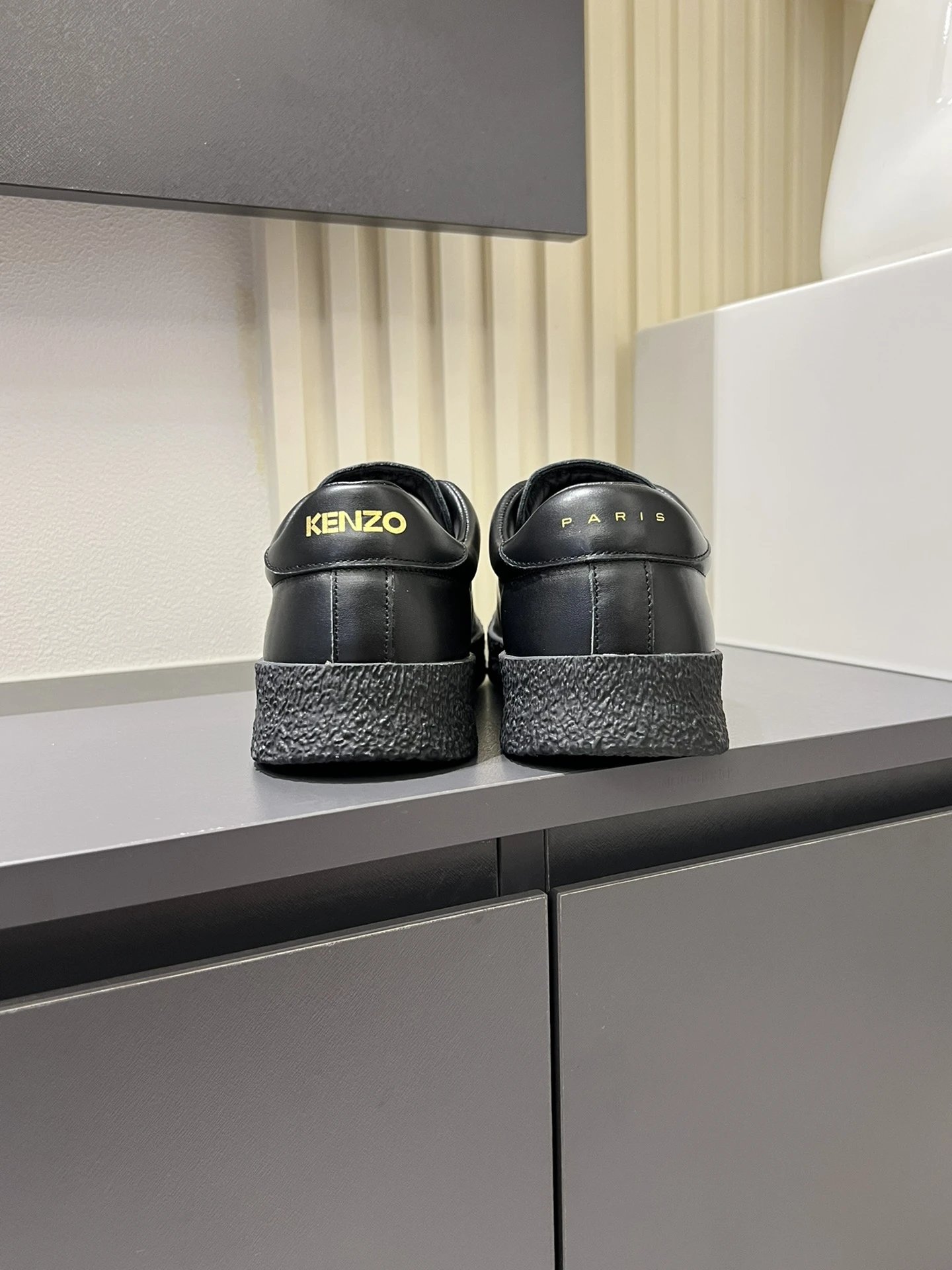 Kenzo Black Leather Sneakers - Gallery Image 9 - Detailed View