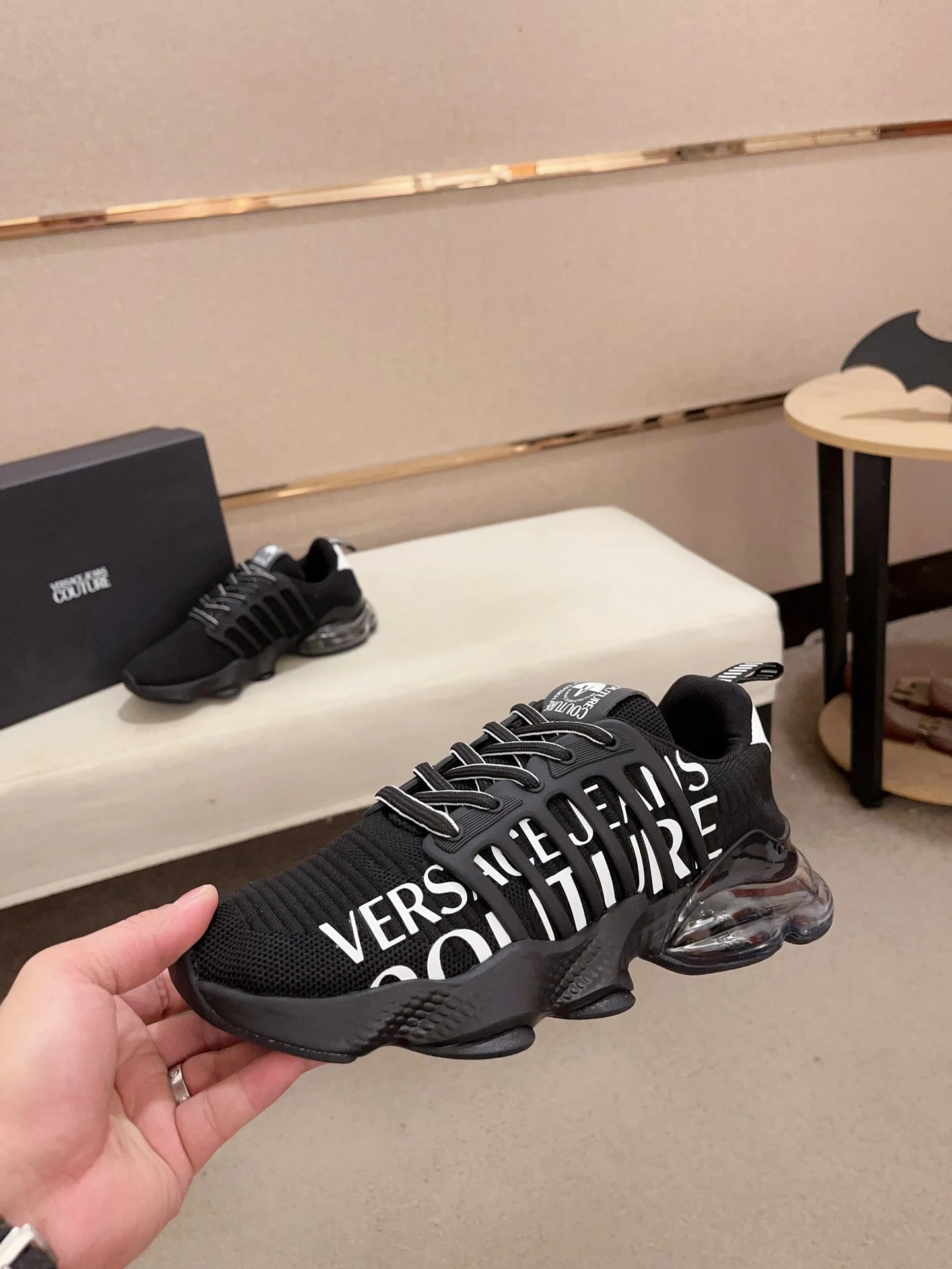 Luxury Knit Sneakers Charcoal Black - Gallery Image 3 - Detailed View