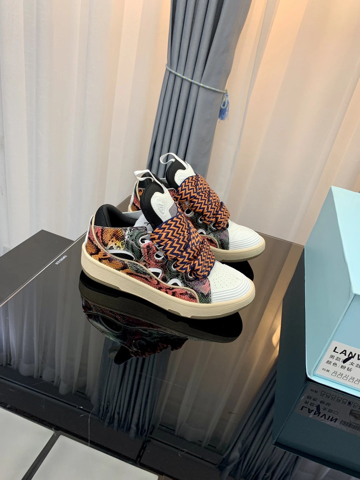 Lanvin Casual Sneakers Pink Orange - Gallery Image 2 - Detailed View