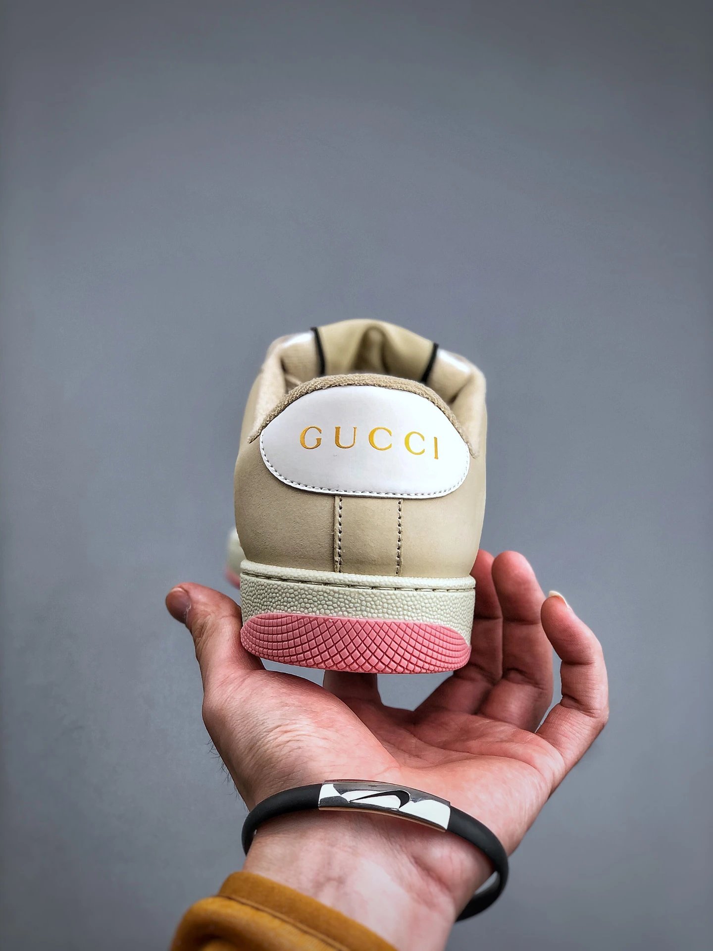 Gucci Distressed Screener Beige Sneakers Yellow - Gallery Image 7 - Detailed View