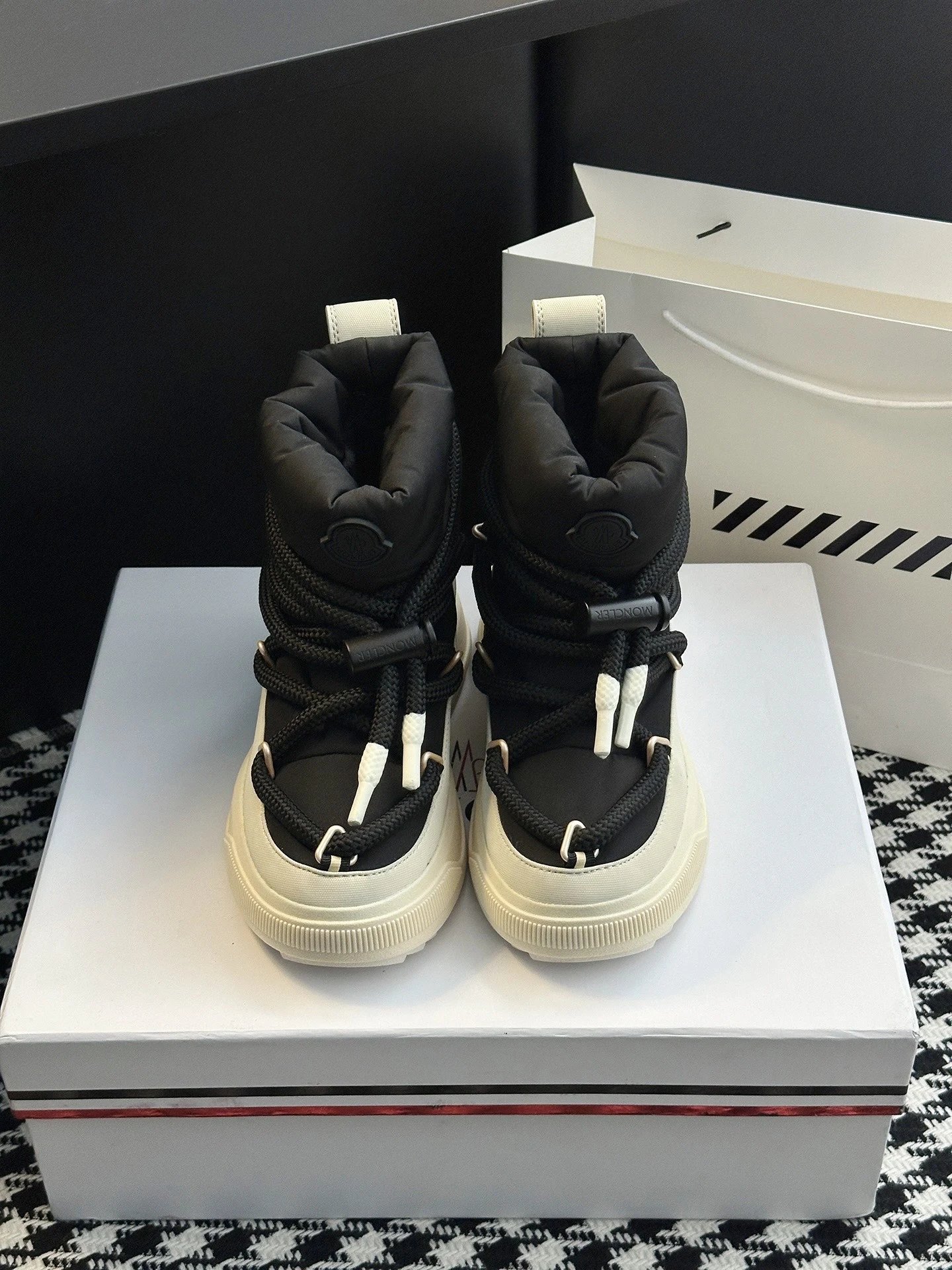 Moncler Mid Boots Black & White - Gallery Image 2 - Detailed View