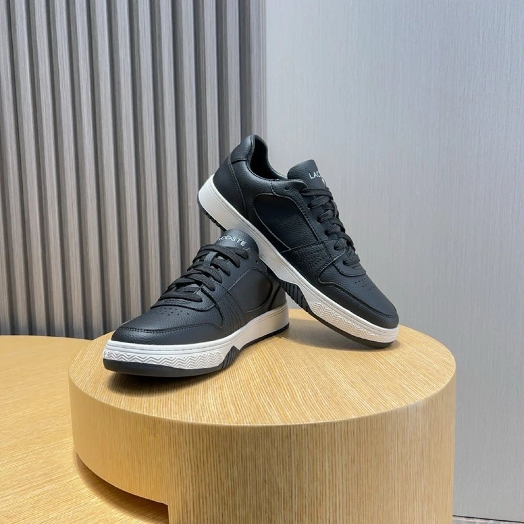 Lacoste Black Leather Sneakers - Gallery Image 3 - Detailed View
