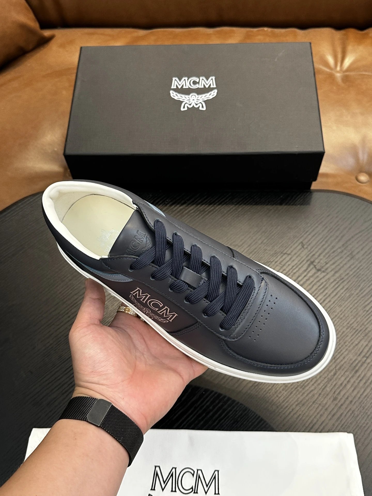 MCM Skystream Cubic Monogram Jacquard Sneaker Black - Gallery Image 2 - Detailed View