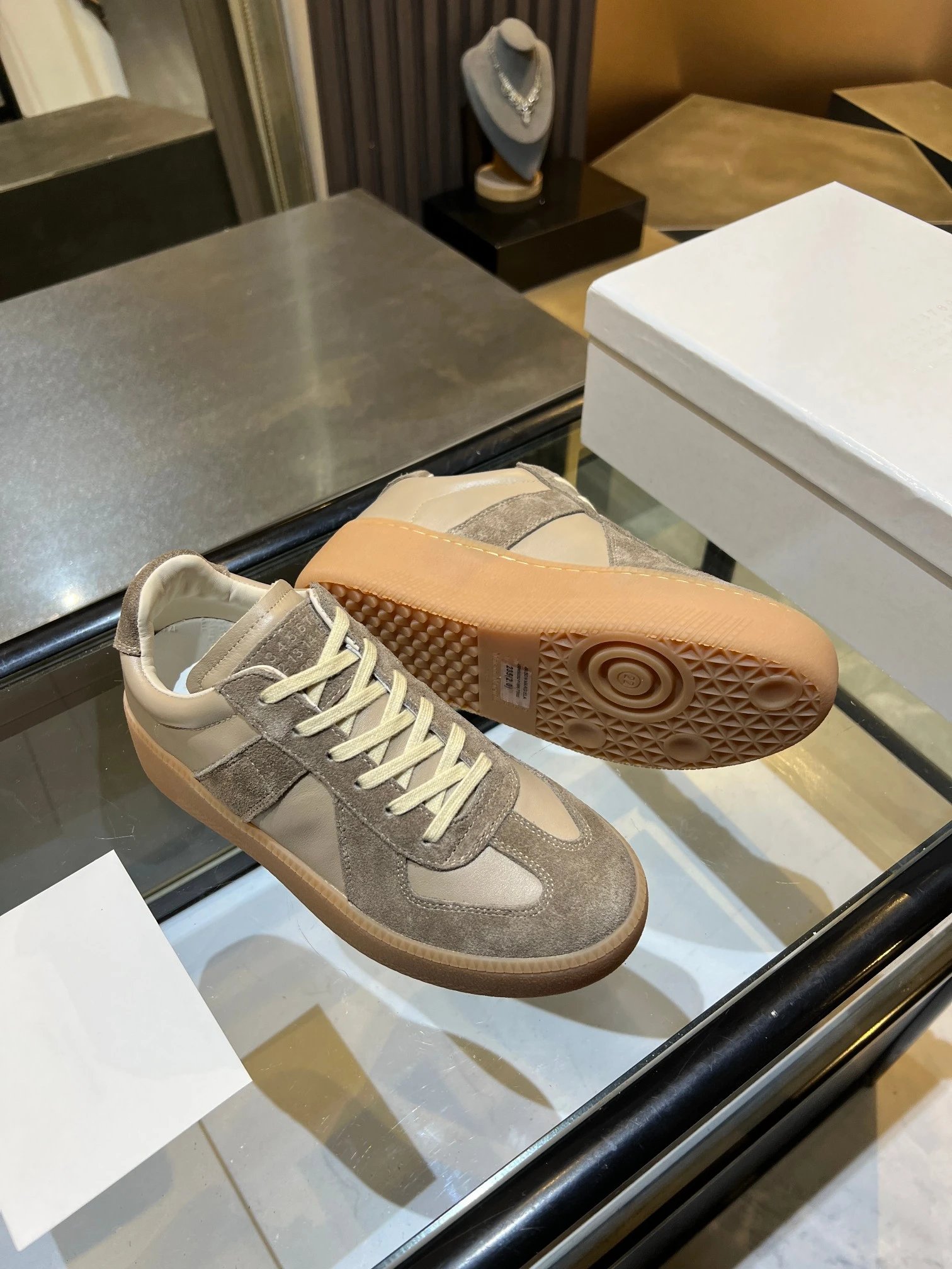 Maison Margiela MM6 Thick Bottom Sneakers Beige - Gallery Image 9 - Detailed View