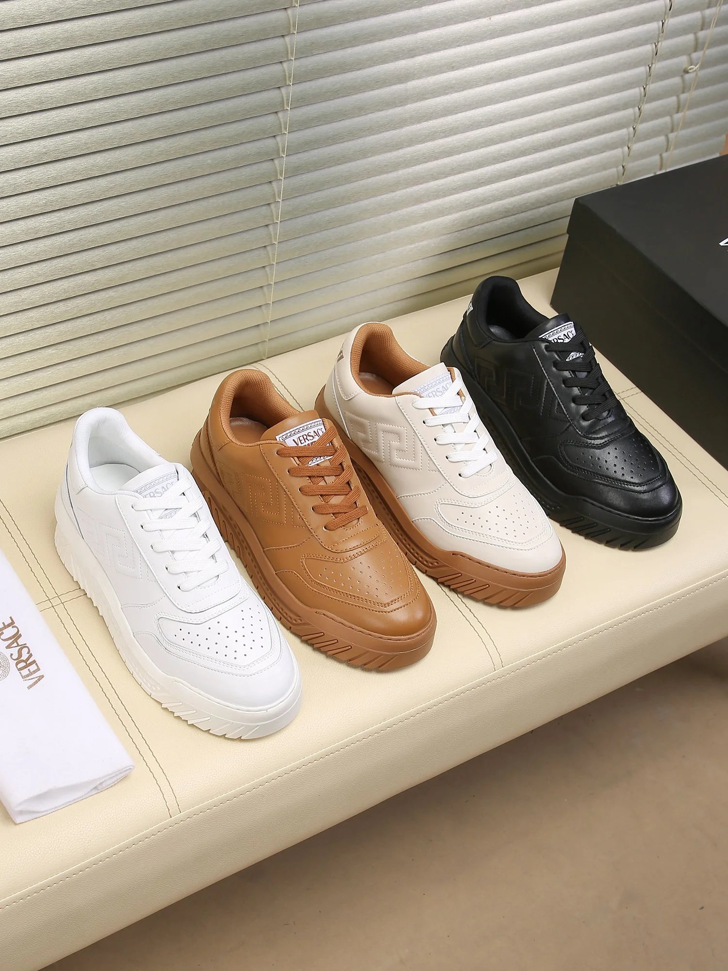 Grace Labyrinth Leather Sneakers Jet Black - Gallery Image 9 - Detailed View