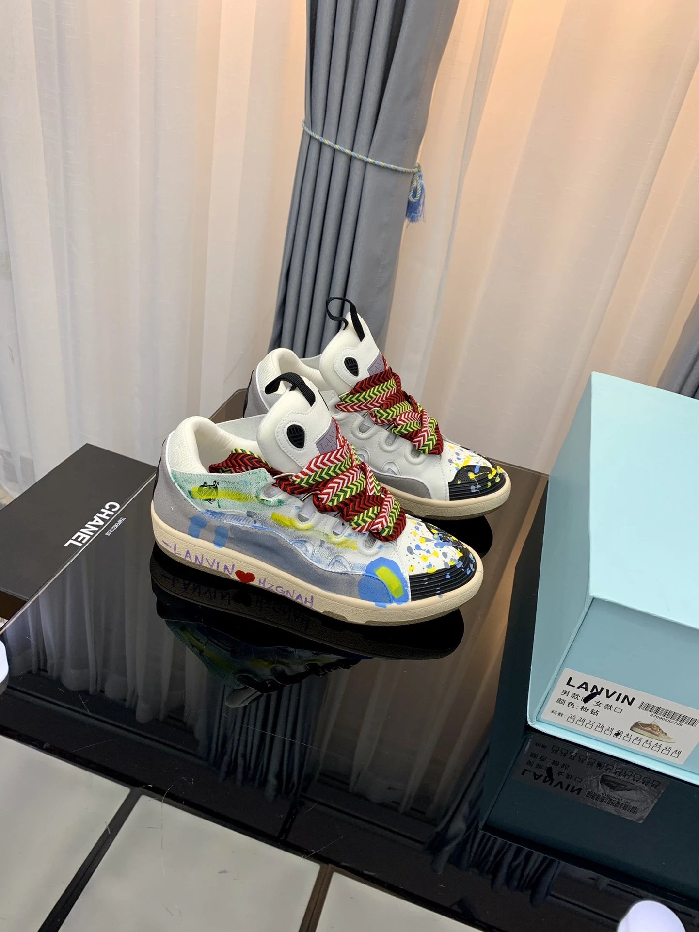 Lanvin Casual Sneakers Gray/Graffiti - Gallery Image 3 - Detailed View