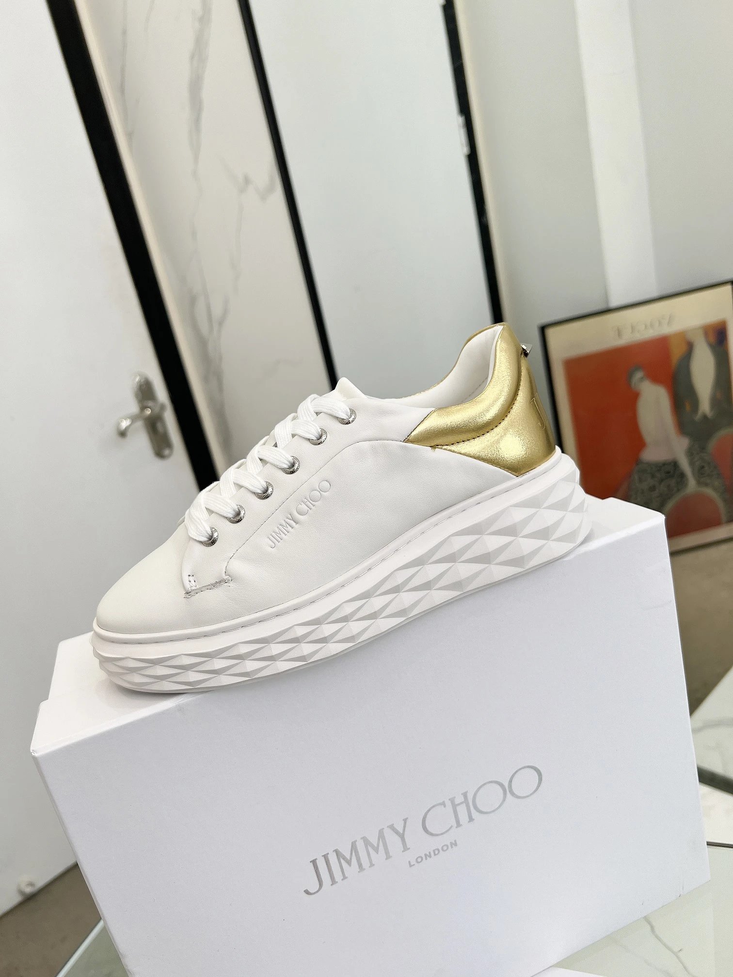 Jimmy Choo Diamond Sneakers Gold - Gallery Image 4 - Detailed View