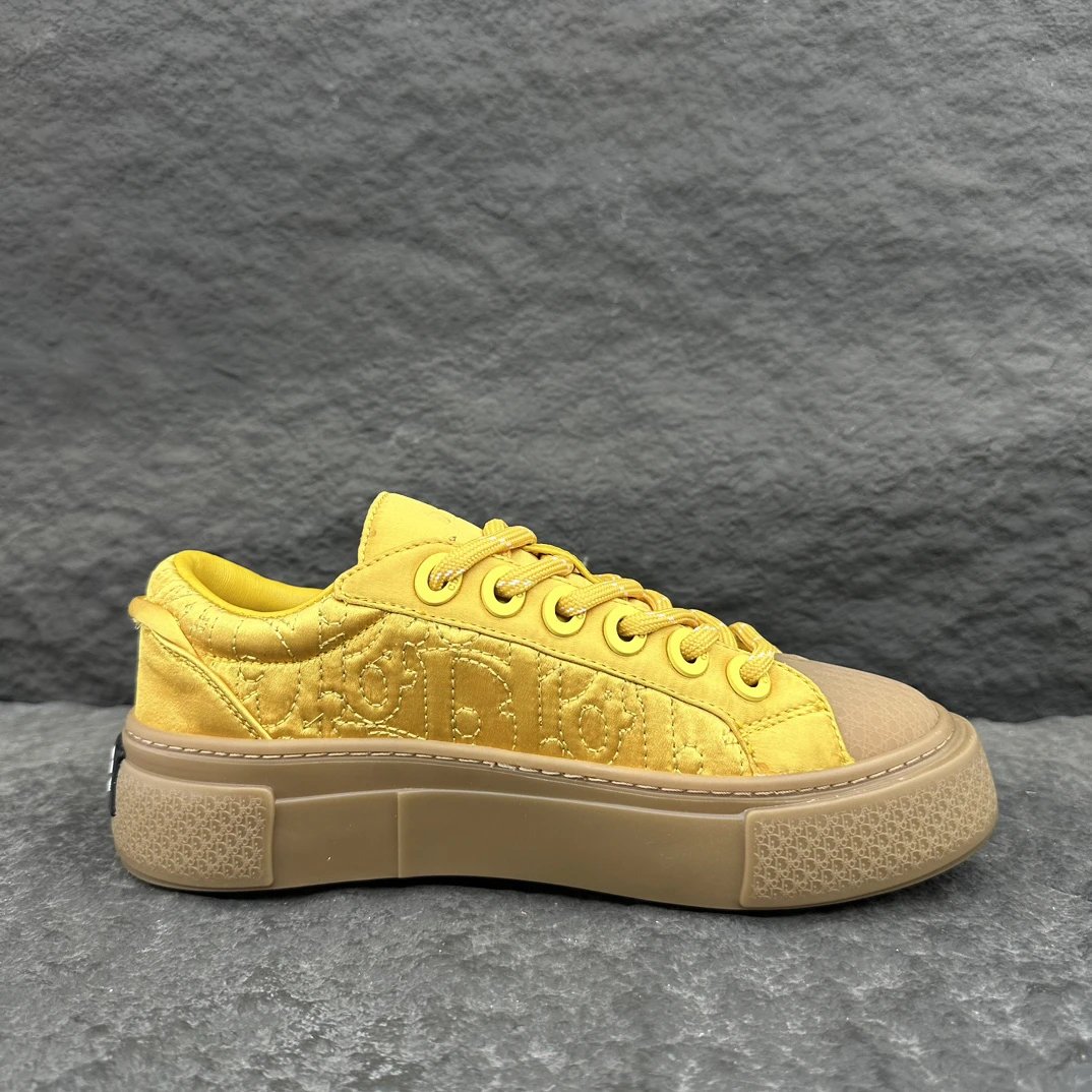 Yellow Oblique Print Cotton Sneakers - Gallery Image 9 - Detailed View