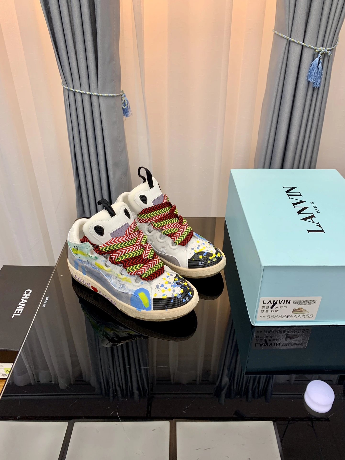 Lanvin Casual Sneakers Gray/Graffiti - Gallery Image 7 - Detailed View