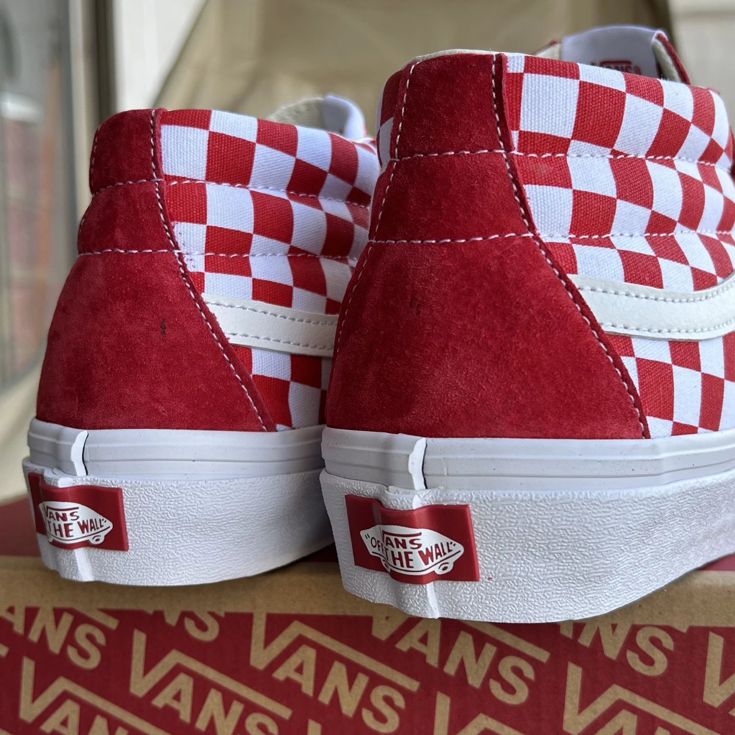 Checkered Suede Skate Sneakers Crimson - Gallery Image 6 - Detailed View