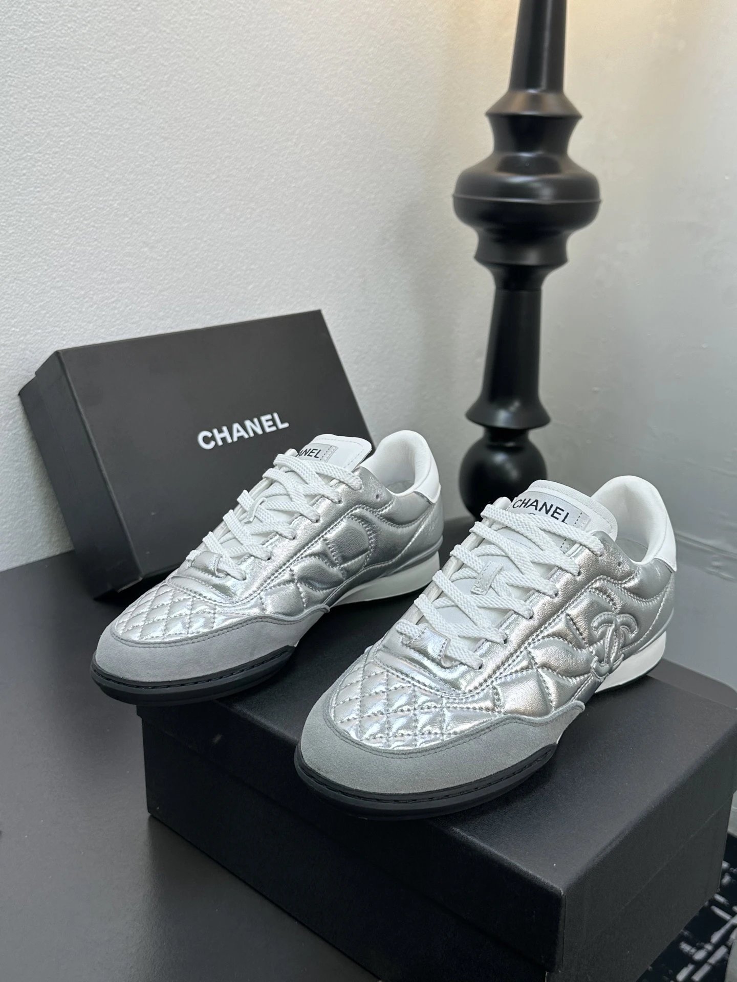 Chanel Quilted Sneakers Silver - Gallery Image 7 - Detailed View