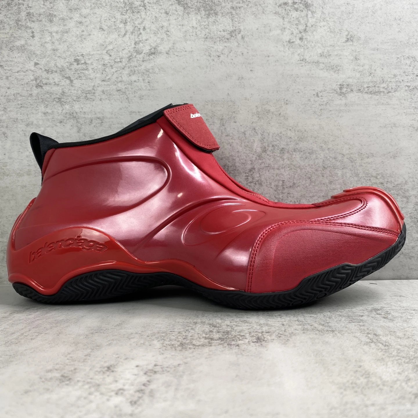 Retro Basketball Zip Sneakers Glossy Crimson Red - Gallery Image 6 - Detailed View