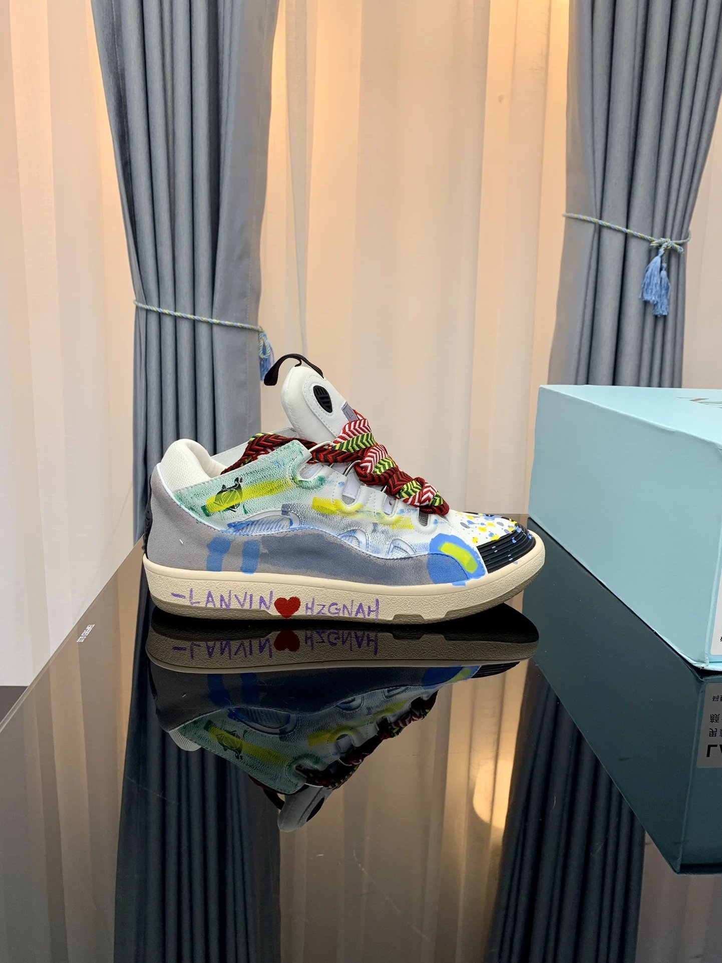 Lanvin Casual Sneakers Gray/Graffiti - Gallery Image 2 - Detailed View