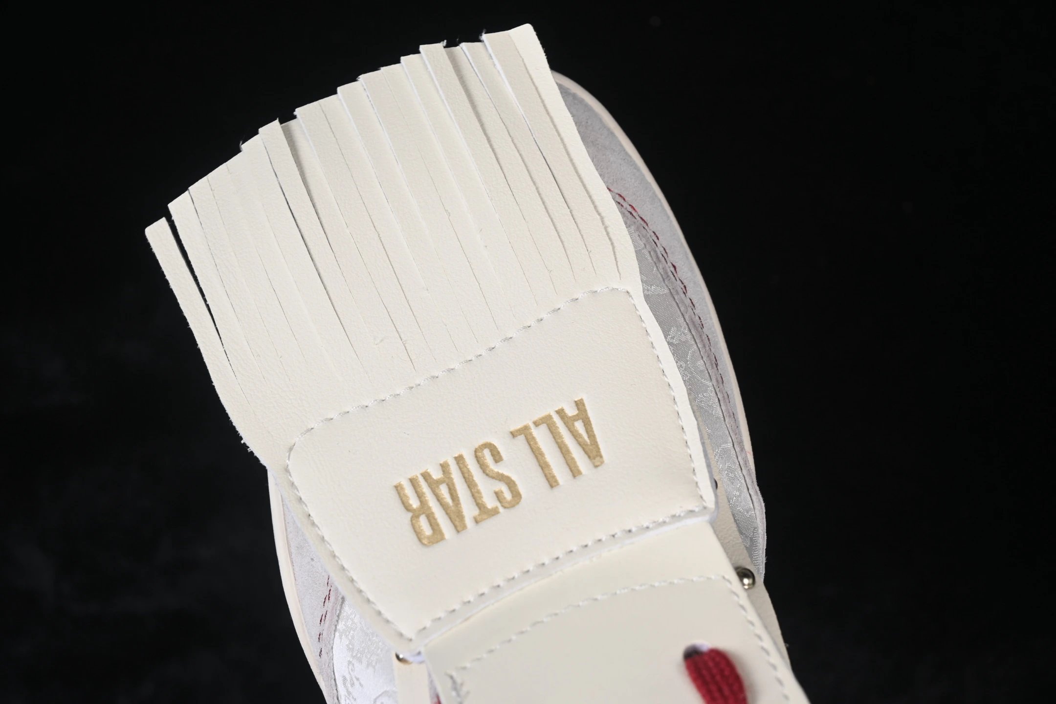 Year of the Horse Leather Low Top Sneakers Ivory Red - Gallery Image 7 - Detailed View