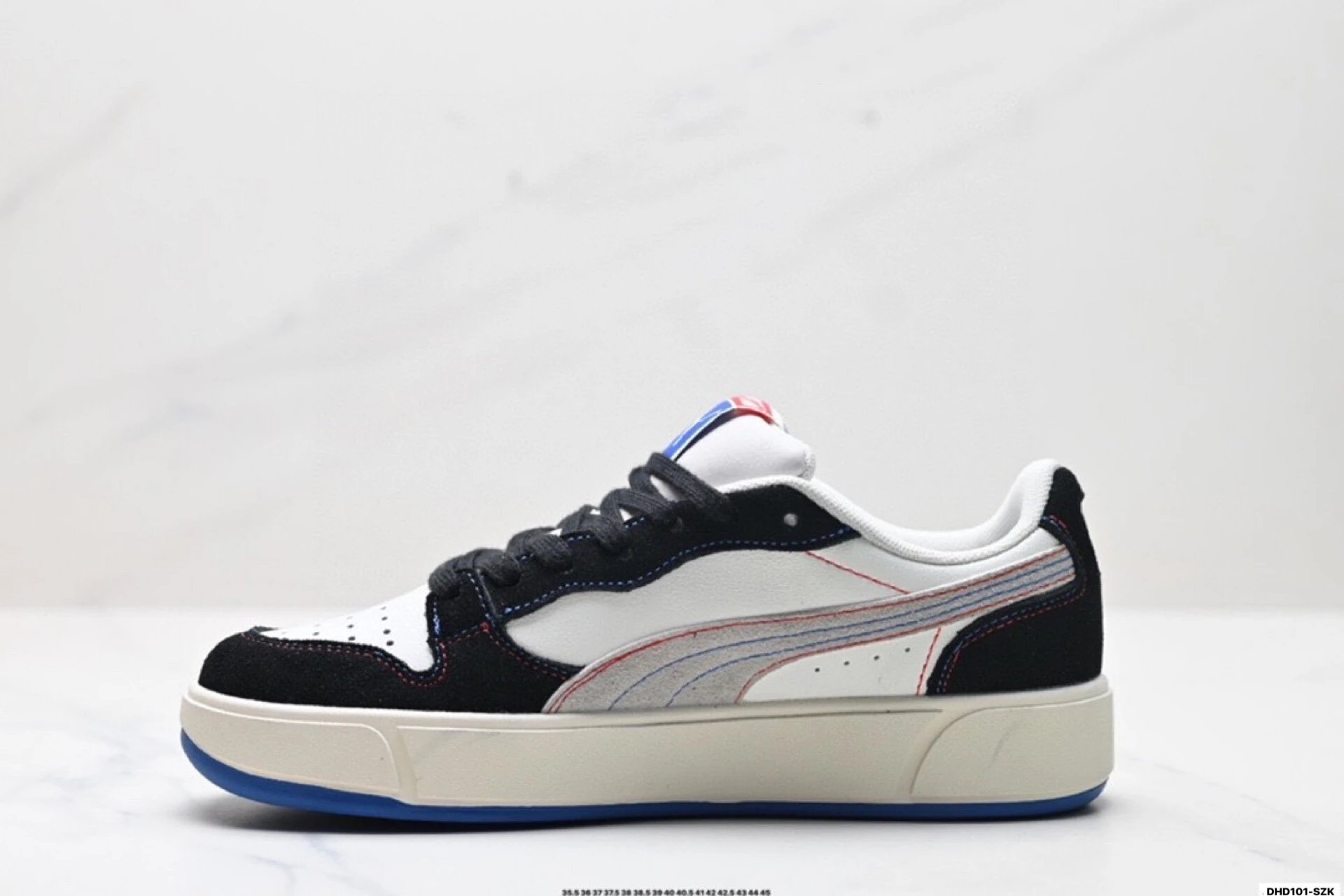 PUMA LX Court Low Denim Sneakers Black and White - Gallery Image 3 - Detailed View