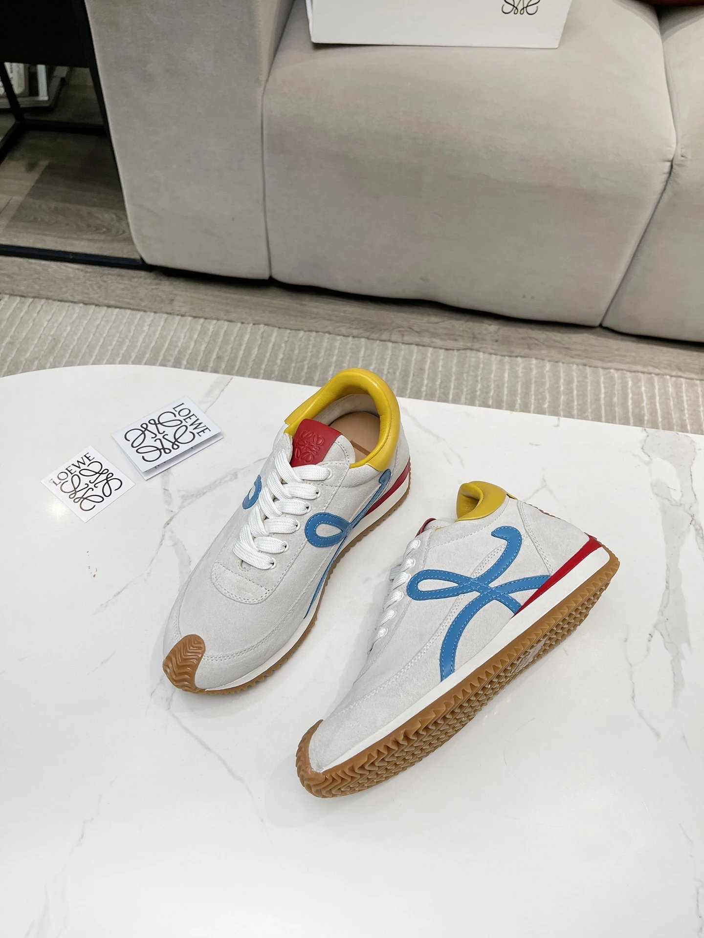 Loewe Hidden Heel Sneakers Grey Blue - Gallery Image 5 - Detailed View