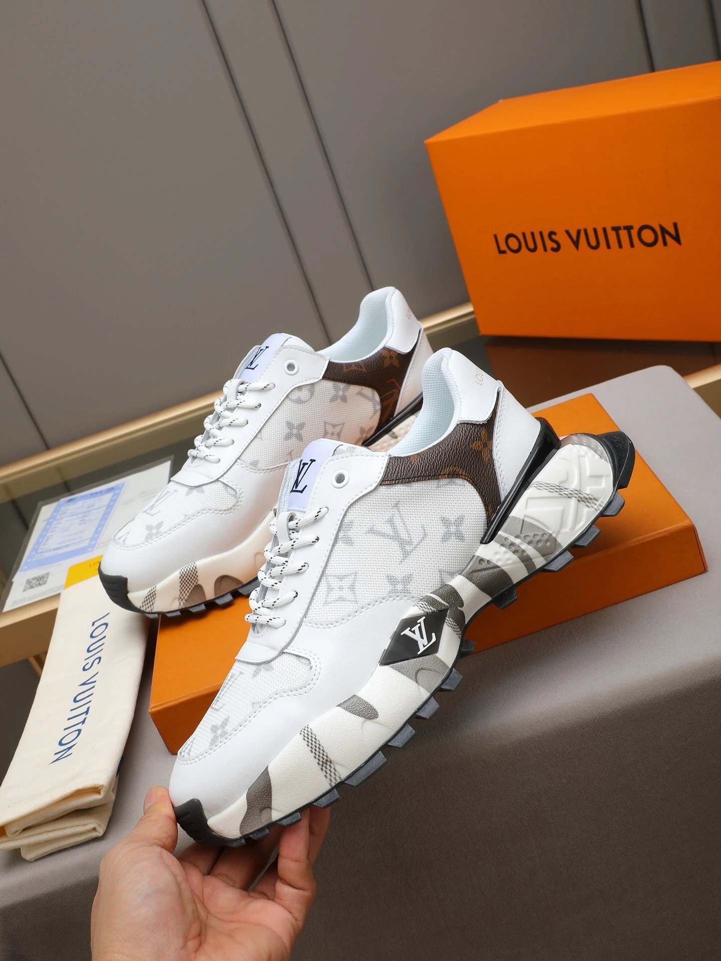 Breathable Calfskin Mesh Sneakers Ivory - Gallery Image 2 - Detailed View