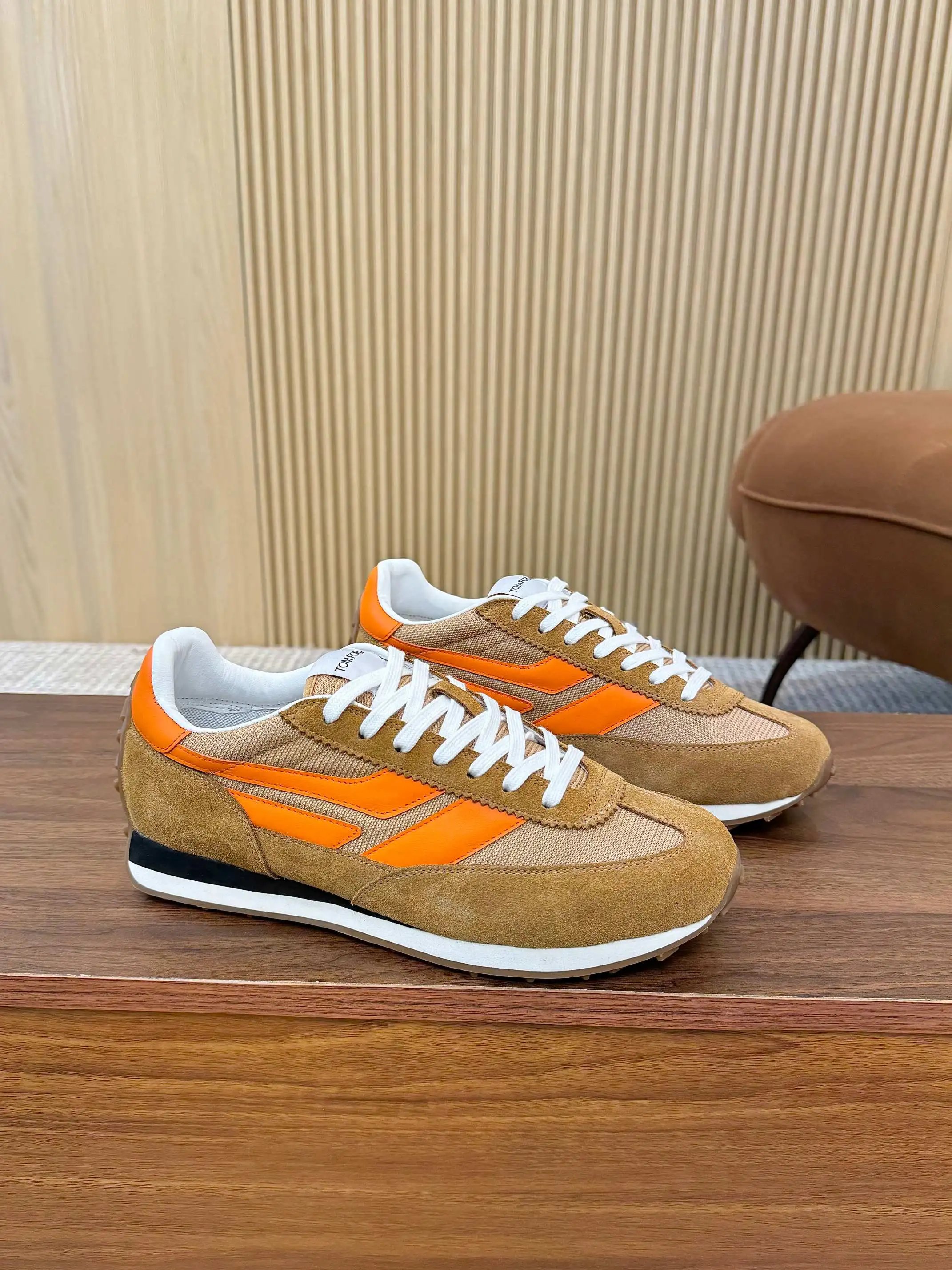 Retro Suede Mesh Sneakers Amber Orange - Gallery Image 3 - Detailed View