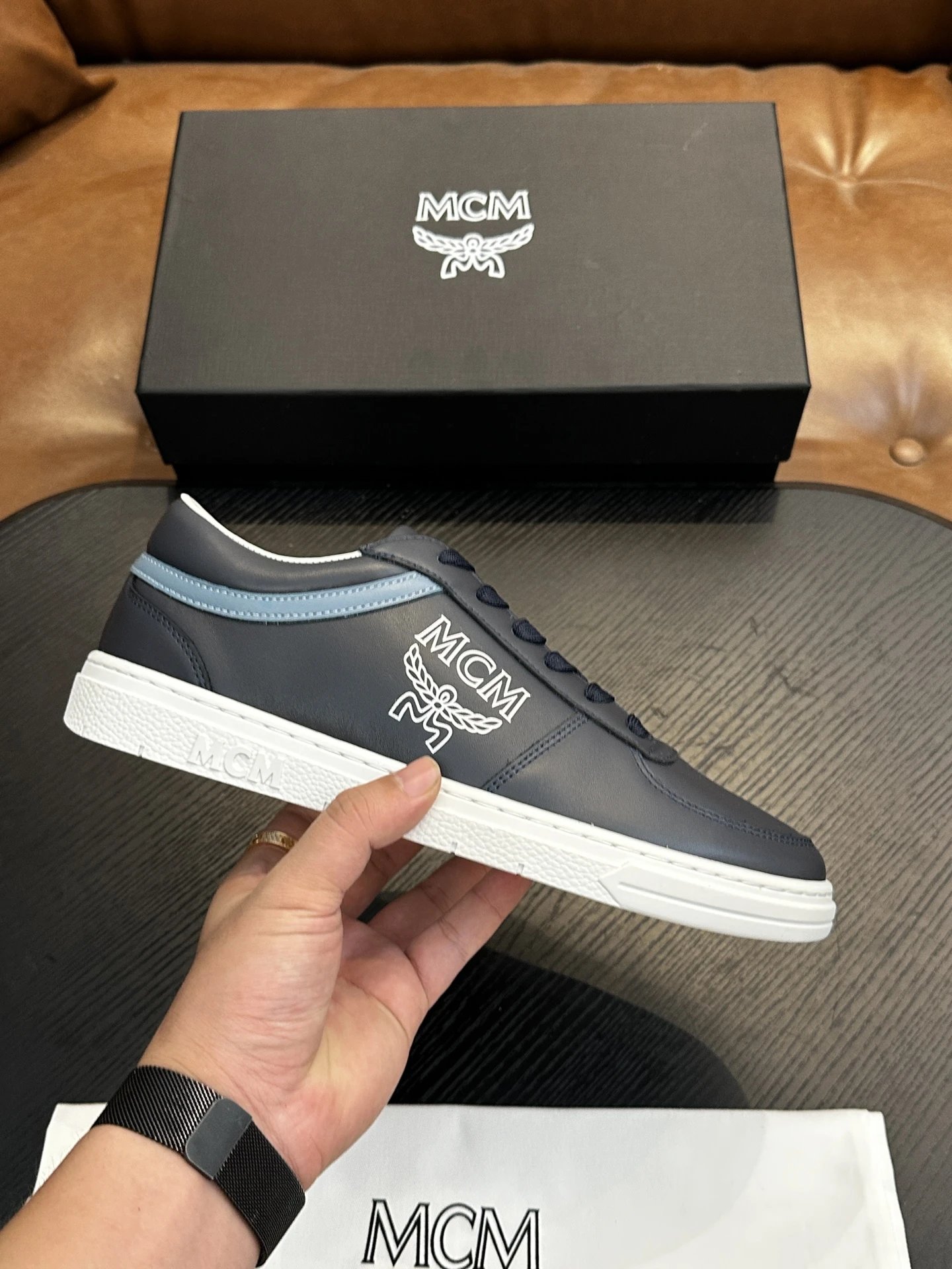 MCM Skystream Cubic Monogram Jacquard Sneaker Black - High Quality Product Image - Cnfans