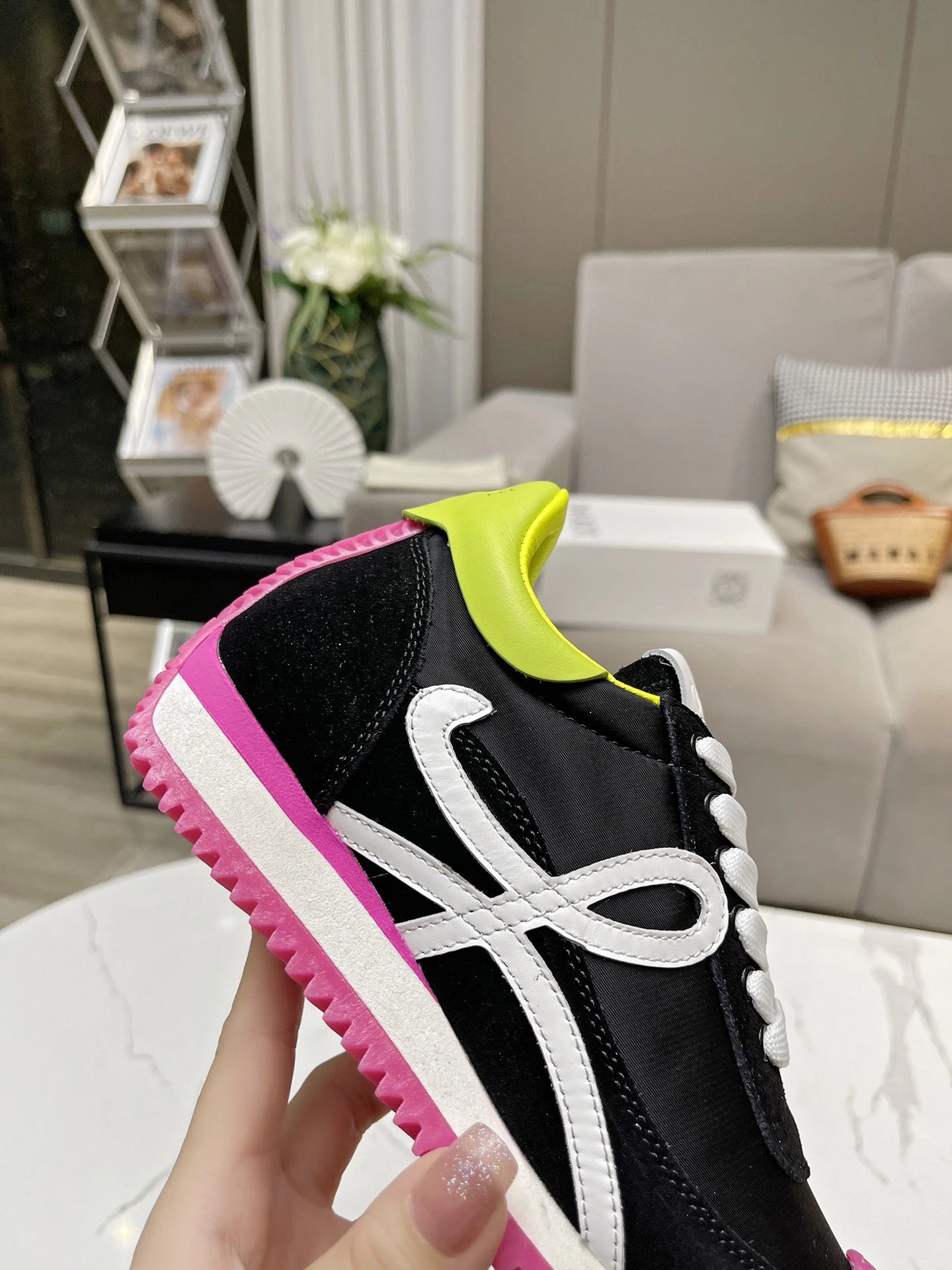 Loewe Hidden Heel Sneakers Black White - Gallery Image 8 - Detailed View