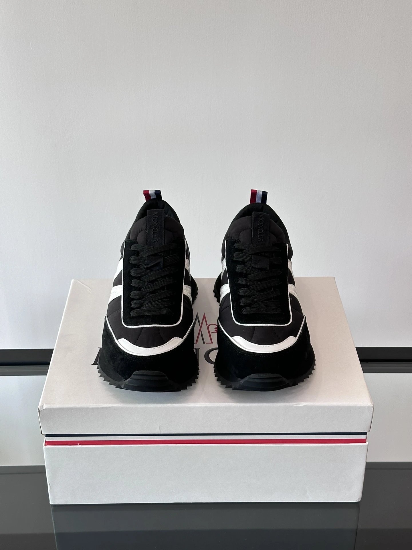 Moncler Pacey Sneakers Black White - Gallery Image 3 - Detailed View