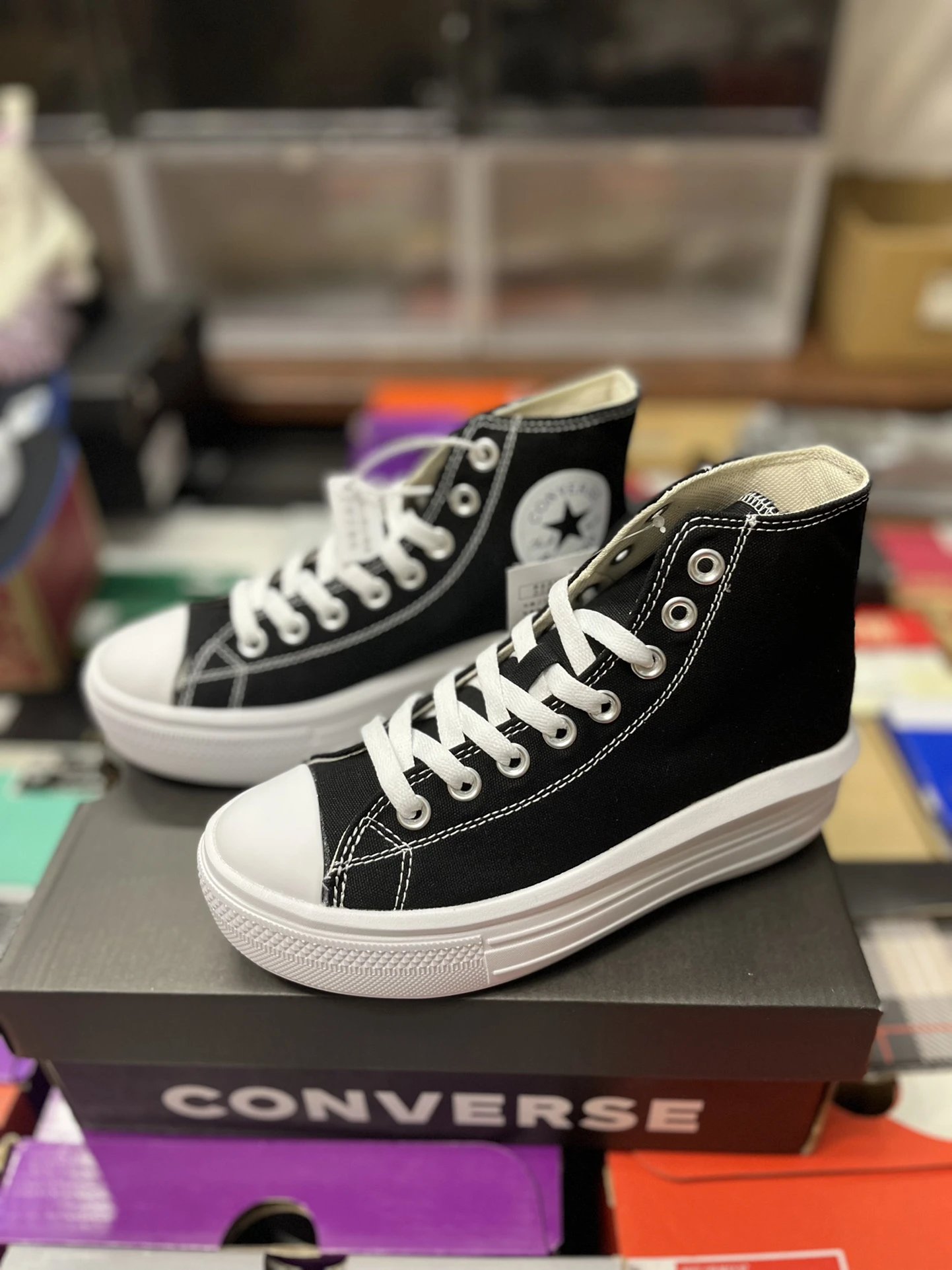 Platform High Top Canvas Sneakers Midnight Black - Converse - Cnfans - $29.03