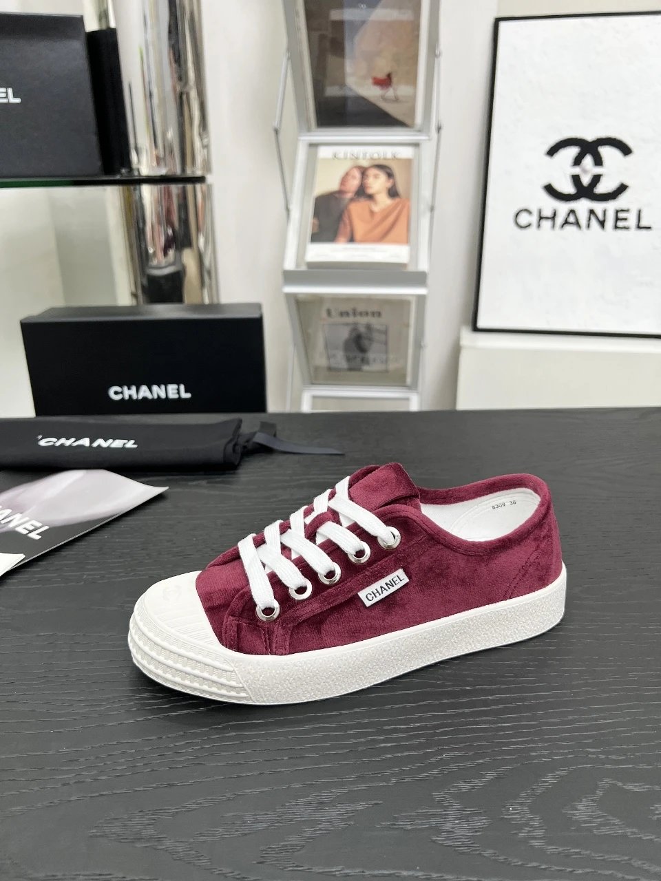 Chanel Vintage Burgundy Sneakers - Gallery Image 9 - Detailed View
