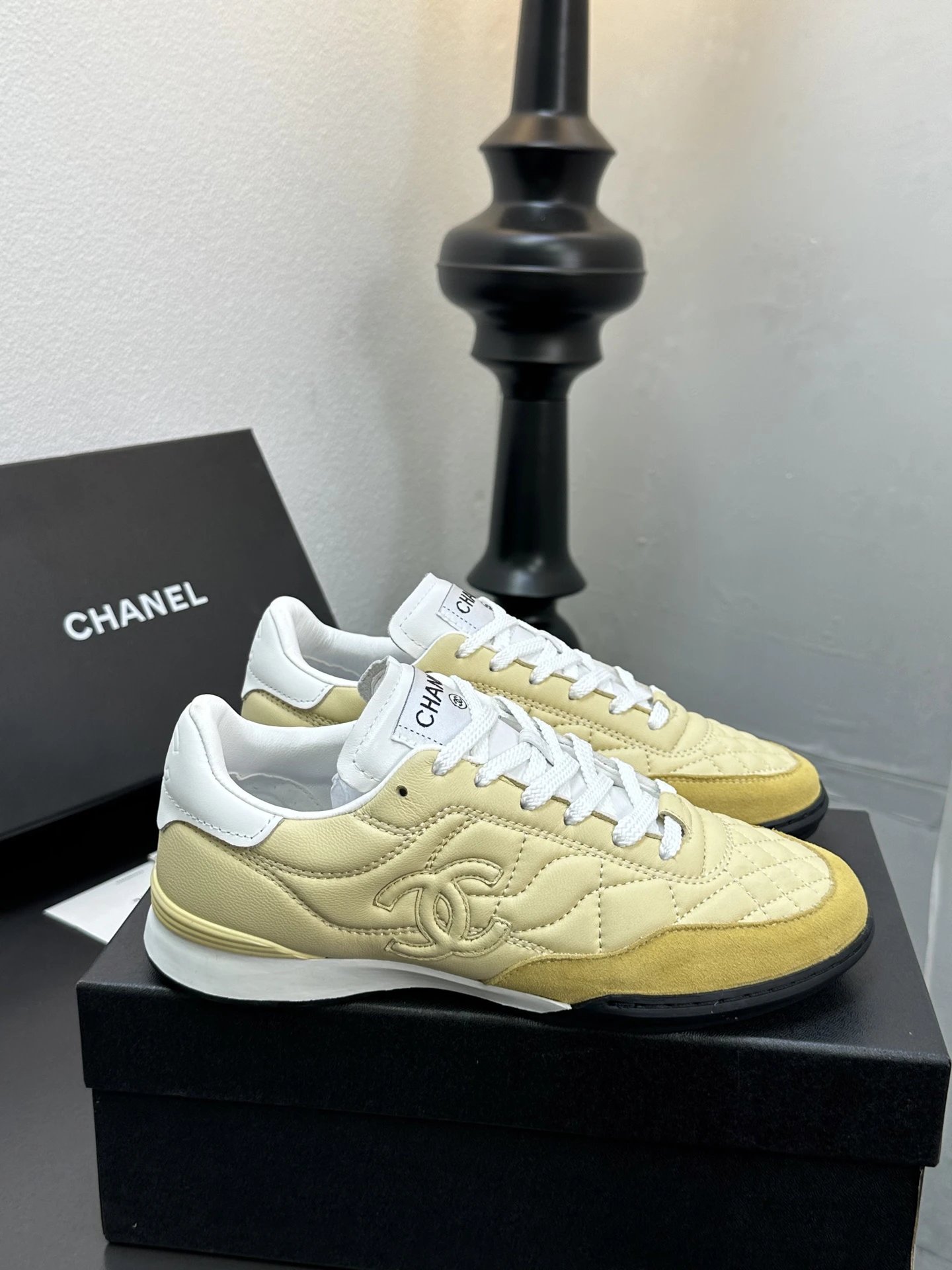 Chanel Quilted Baseball Shoes Yellow - High Quality Product Image - Cnfans