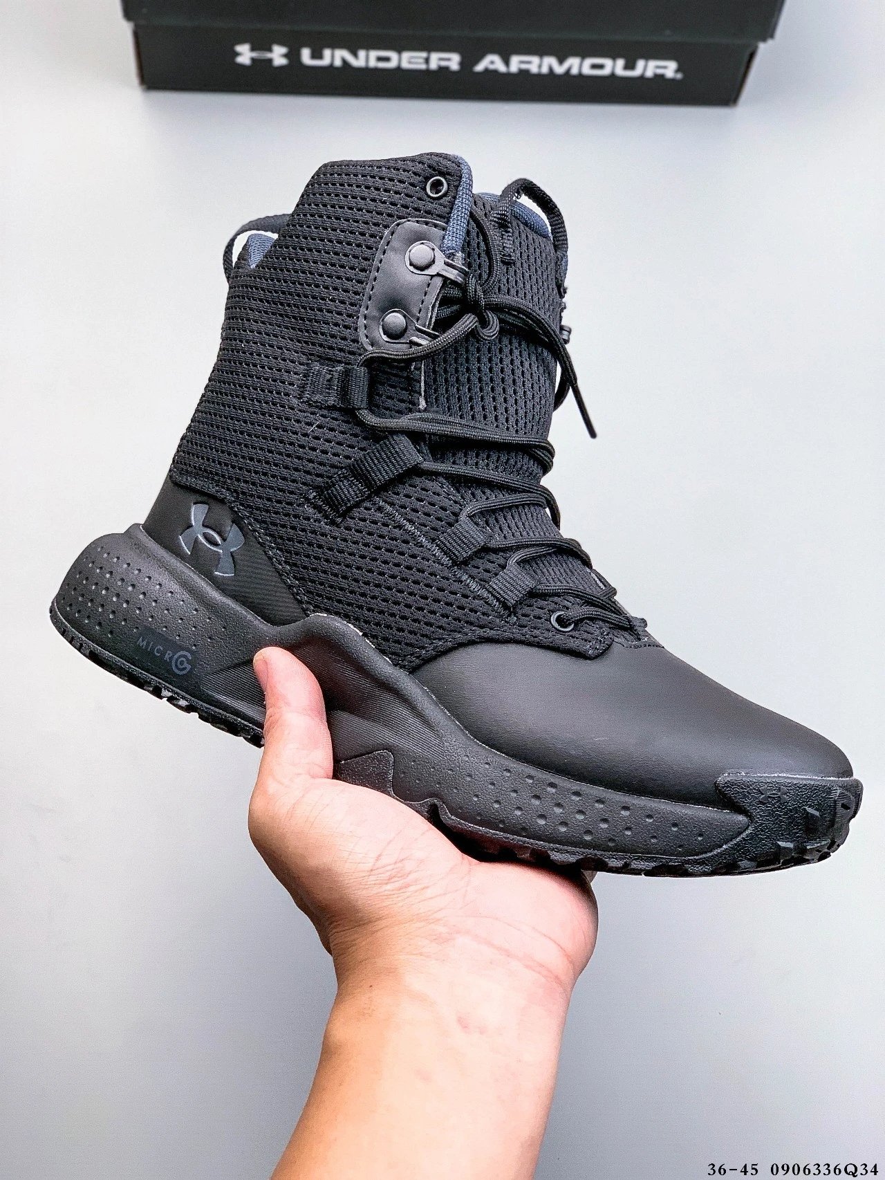 Tactical Hiking Boots Mid Ankle Mesh Leather Obsidian Black - Related Product - Cnfans
