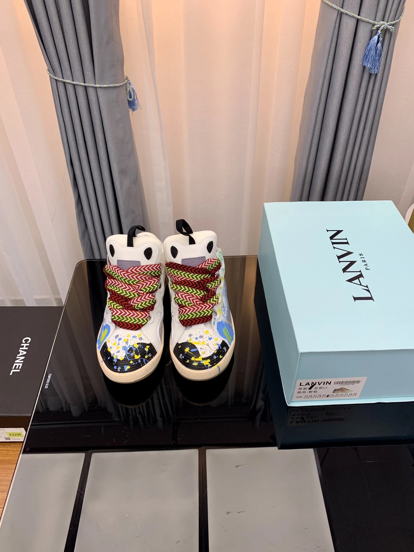 Lanvin Casual Sneakers Gray/Graffiti - Gallery Image 5 - Detailed View