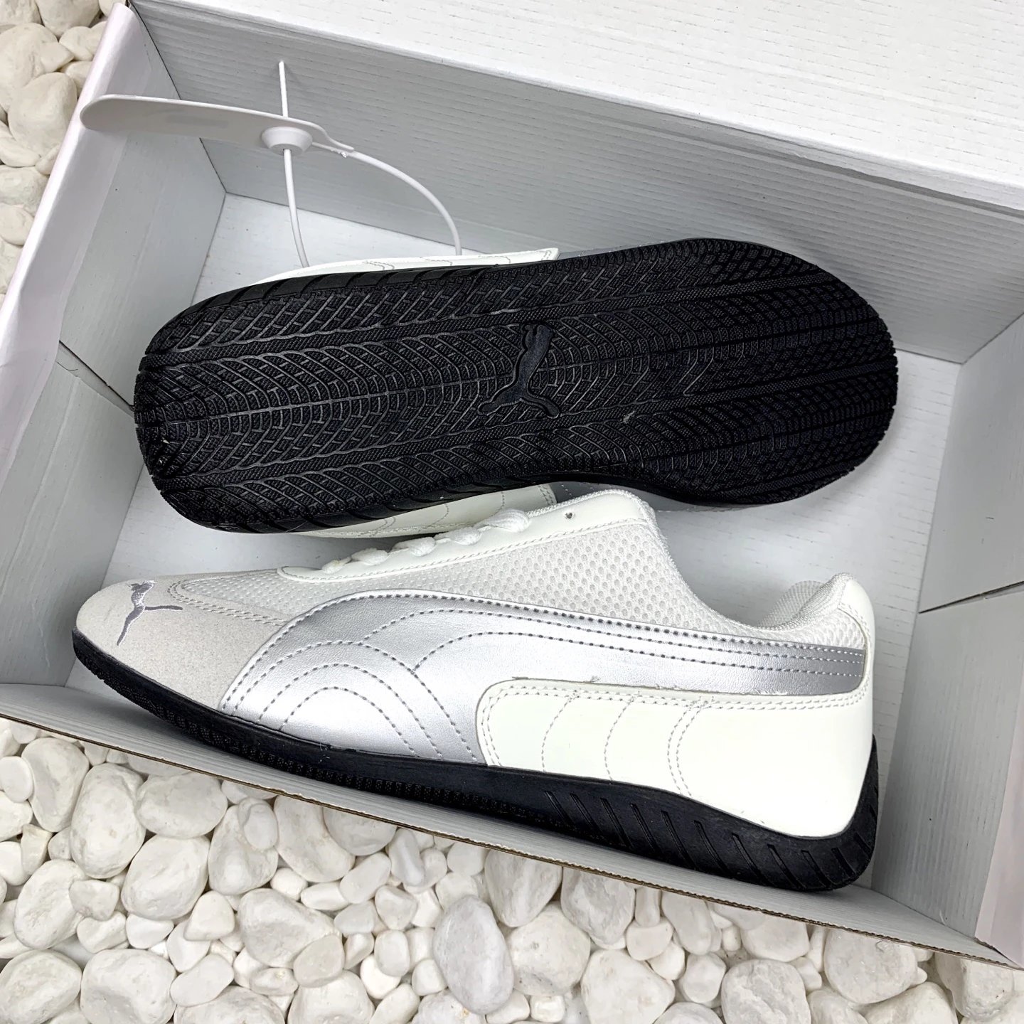 Puma Mesh Sneakers White Grey - Gallery Image 3 - Detailed View
