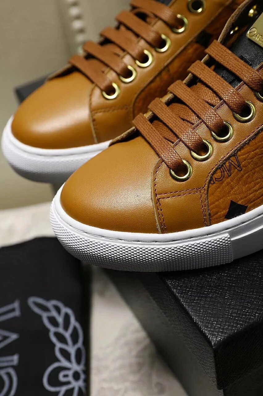 MCM Classic Leather Sneakers Brown - Gallery Image 7 - Detailed View