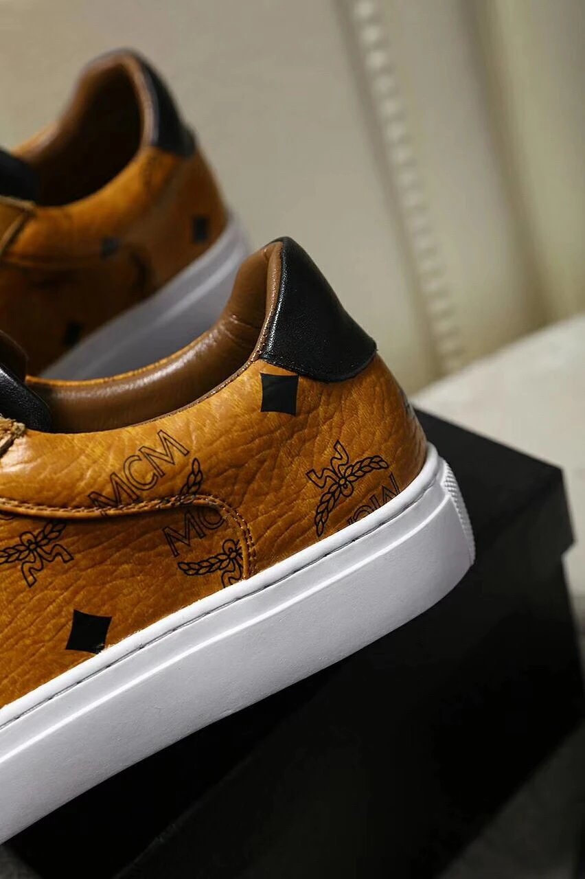 MCM Classic Leather Sneakers Brown - Gallery Image 5 - Detailed View