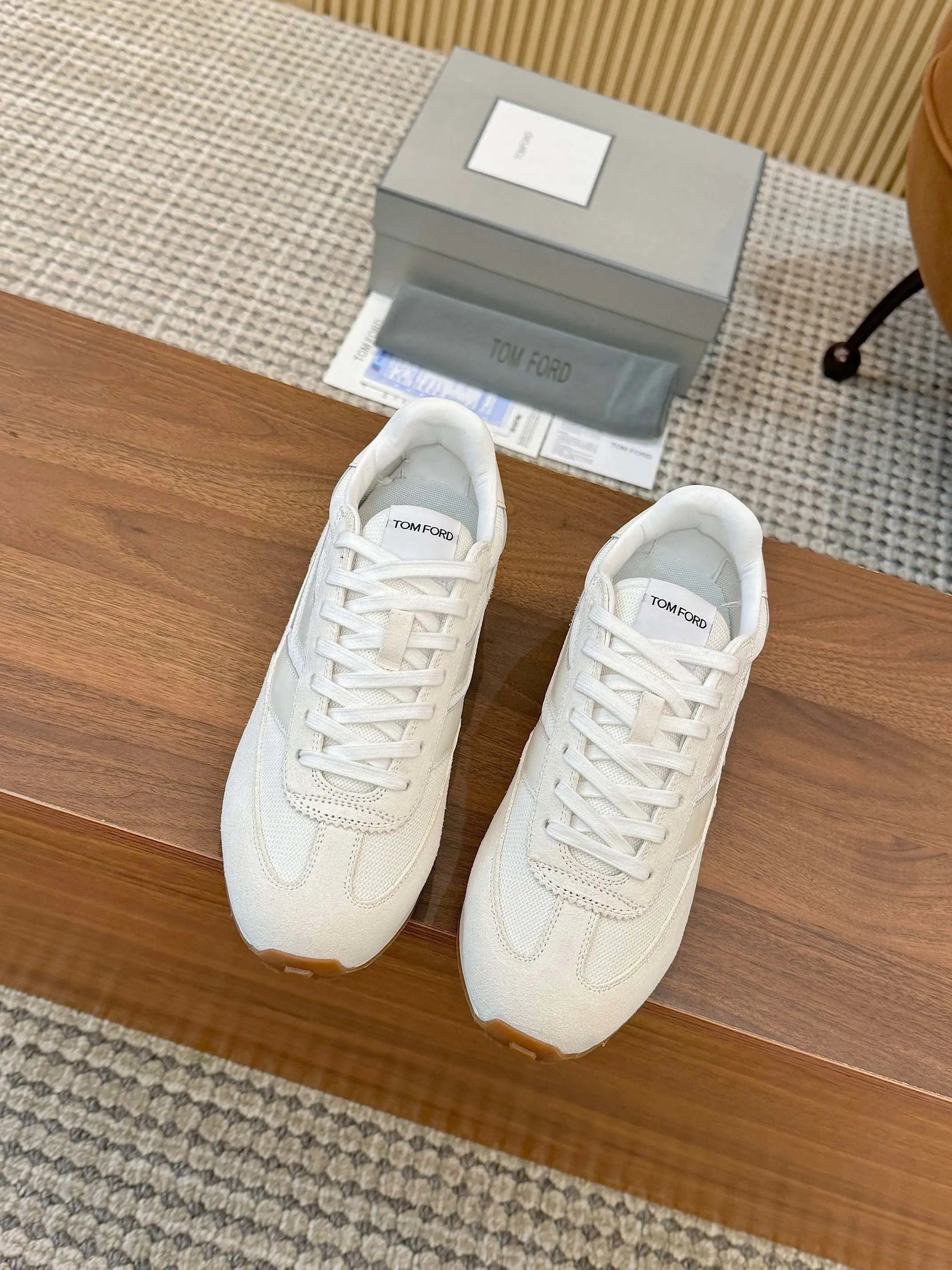 Vintage Suede Mesh Sneakers Ivory - Gallery Image 7 - Detailed View