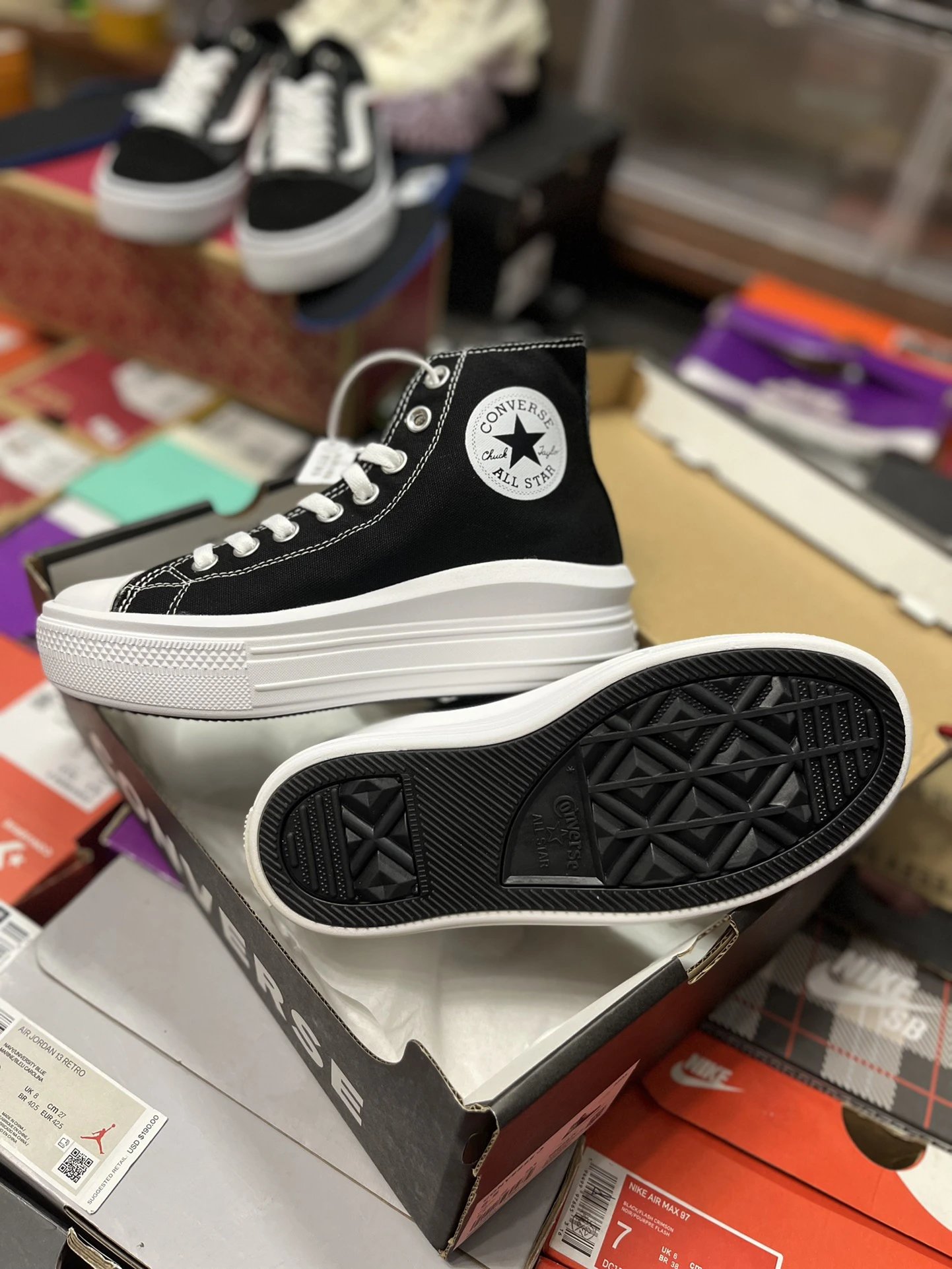 Platform High Top Canvas Sneakers Midnight Black - Gallery Image 3 - Detailed View