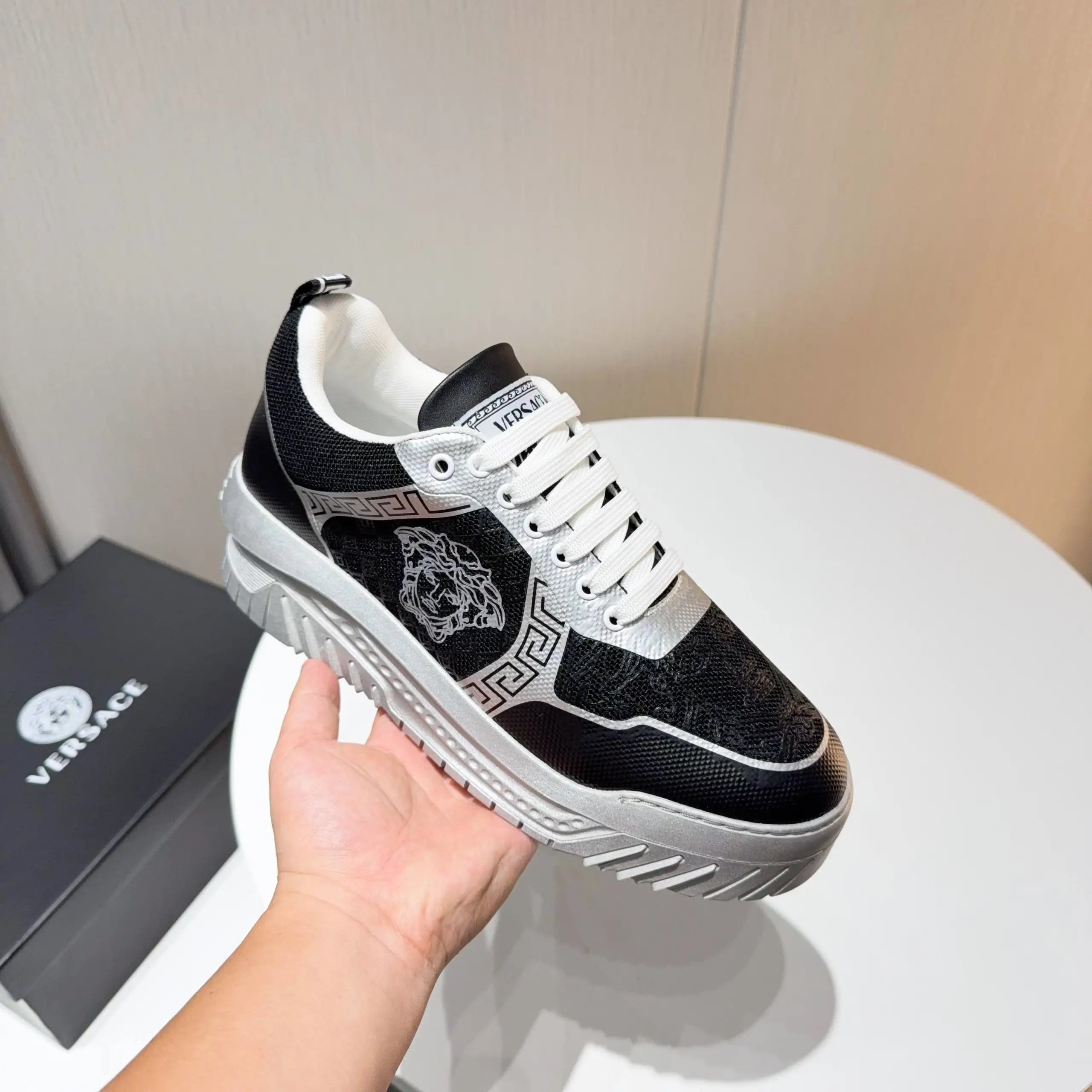 Grace Labyrinth Knit Sneakers Ebony Black - Gallery Image 2 - Detailed View