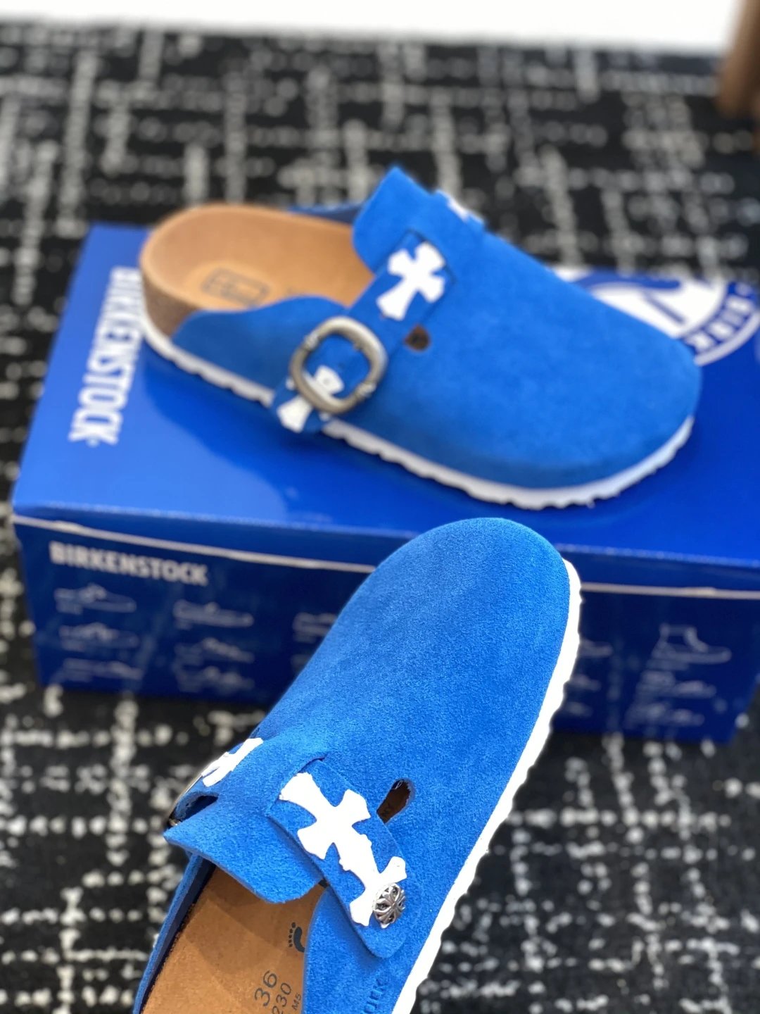 Birkenstock Chrome Heart Blue Clogs - Gallery Image 6 - Detailed View