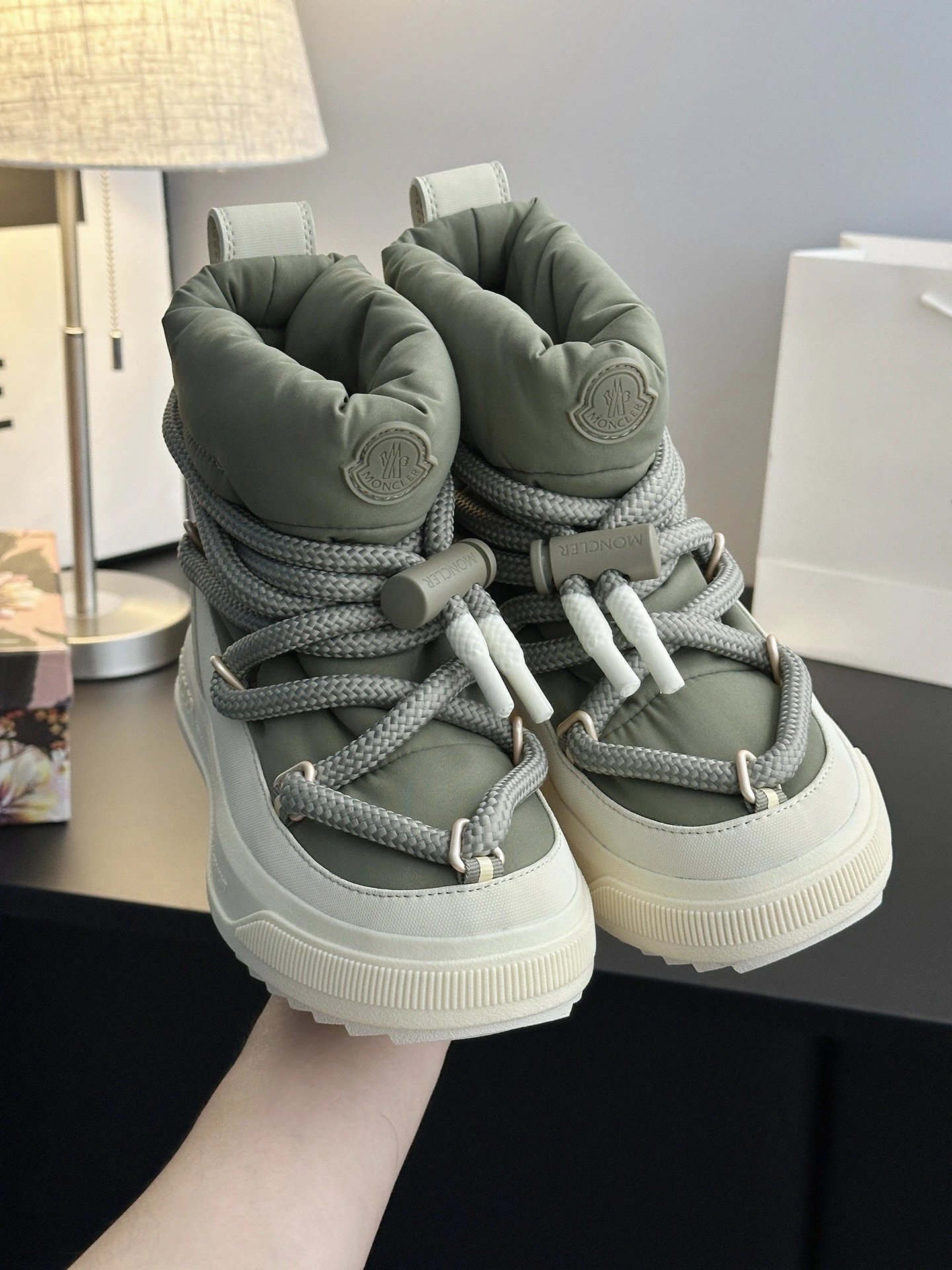 Moncler Altive Mid Boots Olive green - Gallery Image 8 - Detailed View