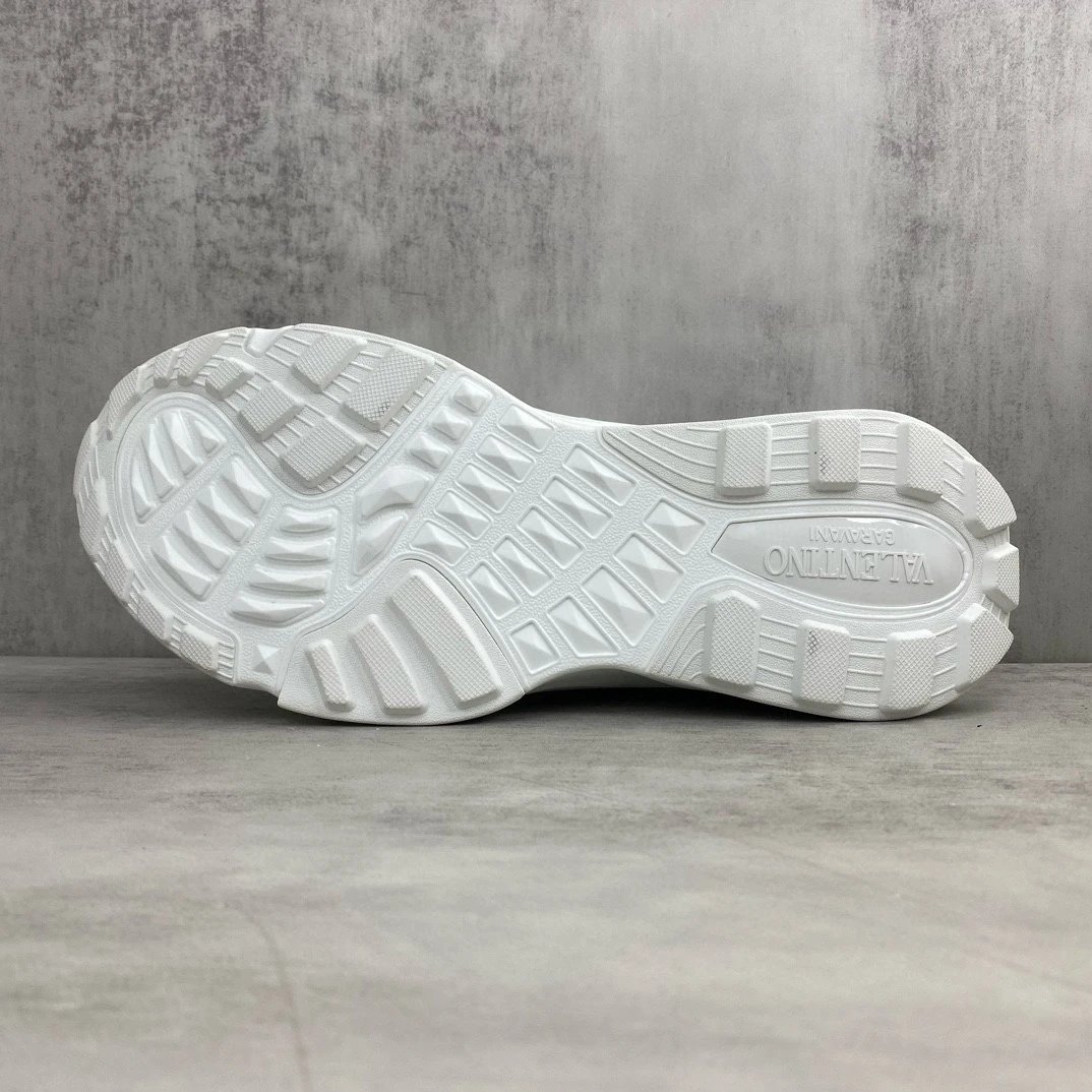 Chunky Leather Mesh Sneakers Pearl White - Gallery Image 8 - Detailed View